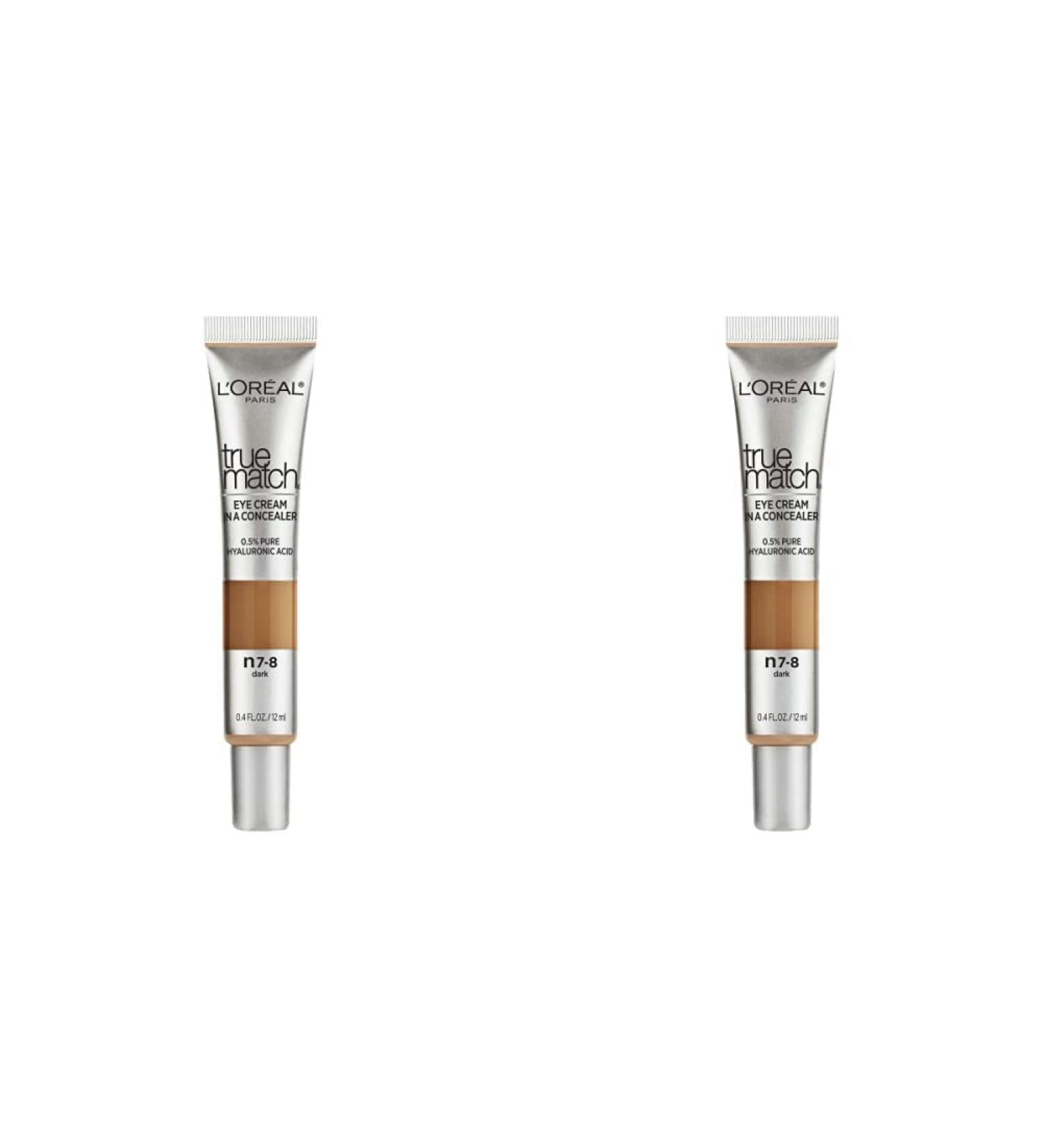 L'Or al True Match Eye Cream Concealer with Hyaluronic Acid Dark N7-8 0.4 fl. Oz (Pack of 2) - Buy Online on SooperMarket.com