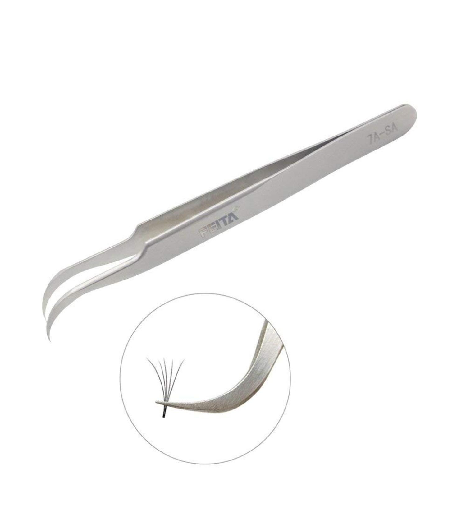 Professional Stainless Steel Curved Eyelash Tweezers for 3D Volume Extension (1 Pc) - Buy Online on SooperMarket.com