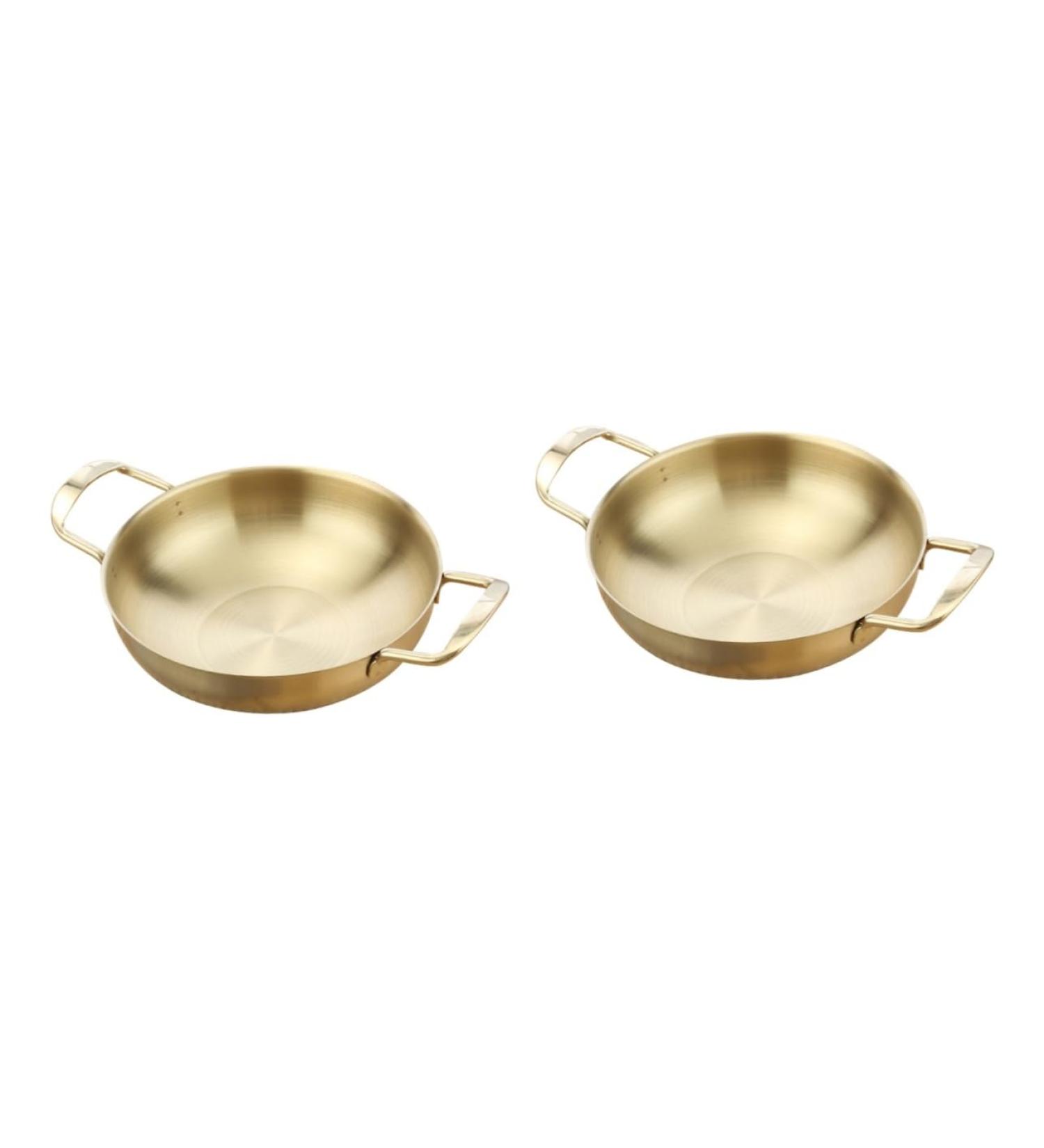 Alipis 2pcs Skillet Pan Woks and Stir Fry Pans Stainless Stock Pot for Soup Stainless Steel Dinner Plates Chinese Wok Nonstick Stovetop Wok Korean Noodle Ramen Pot Non- Italy Non Stick Size 1x2pcs Goldenx2pcs - Buy Online on SooperMarket.com