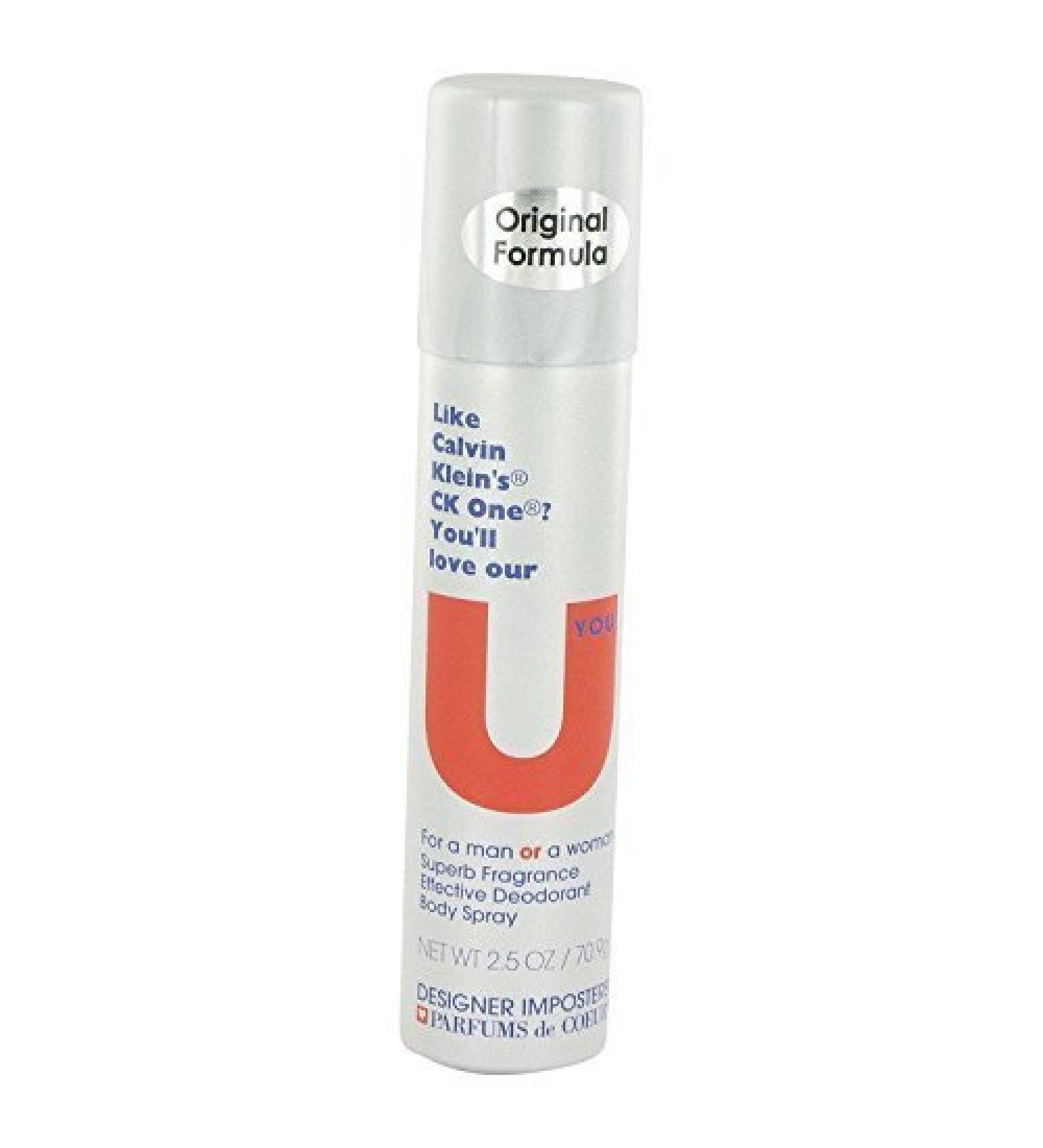 Designer Imposters U You By PARFUMS DE COEUR 2.5 oz Deodorant Body Spray (Unisex) FOR WOMEN by Parfums de Coeur