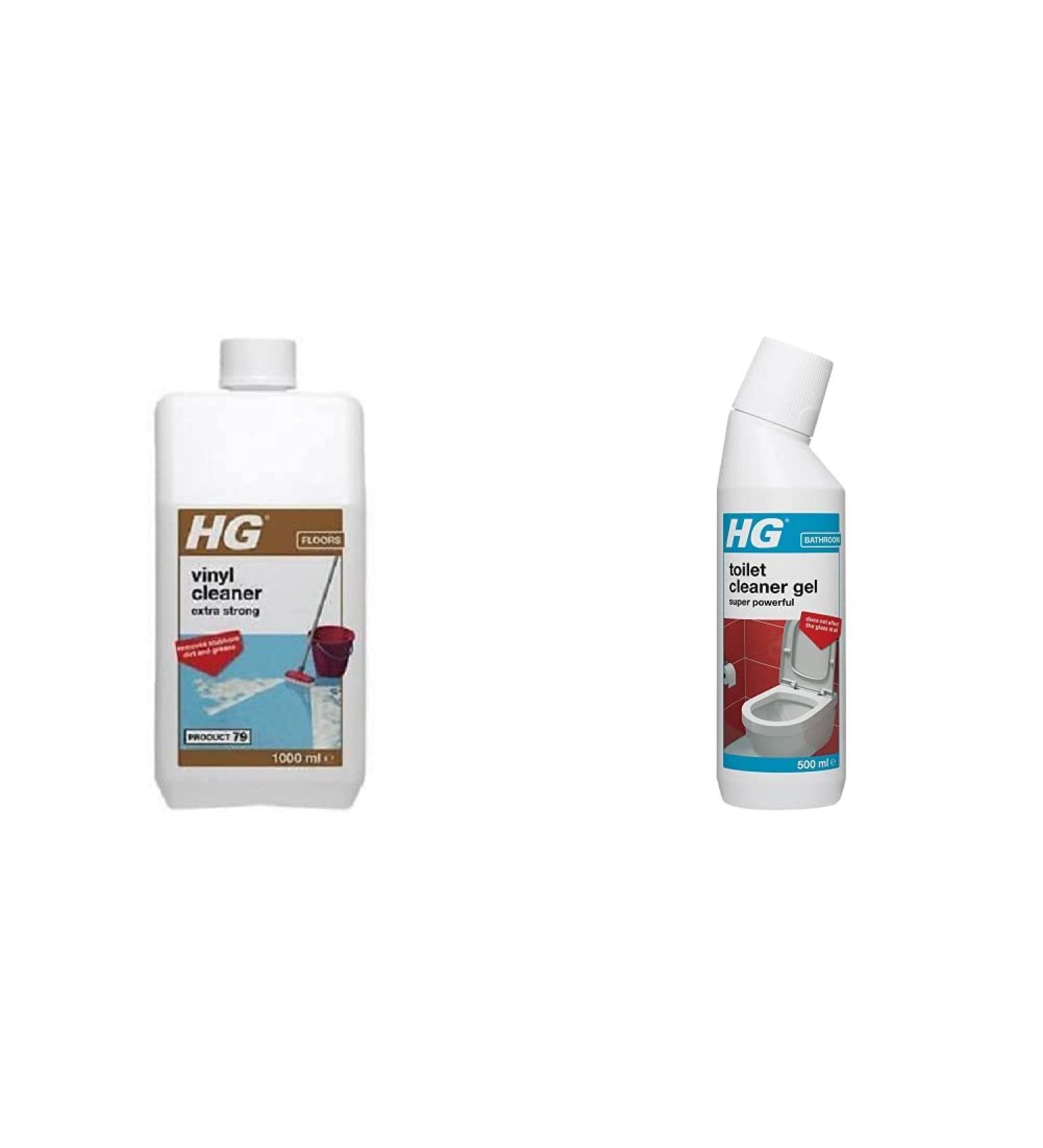 HG Vinyl Cleaner Extra Strong 79 Highly Concentrated Mopping Cleaner & Polish/Coating Remover 1 Litre (150100106) & Toilet Cleaner Gel Super Powerful Limescale & Stain Remover (500 ml) - 322050106 + Toilet Cleaner Gel - Buy Online on SooperMarket.com