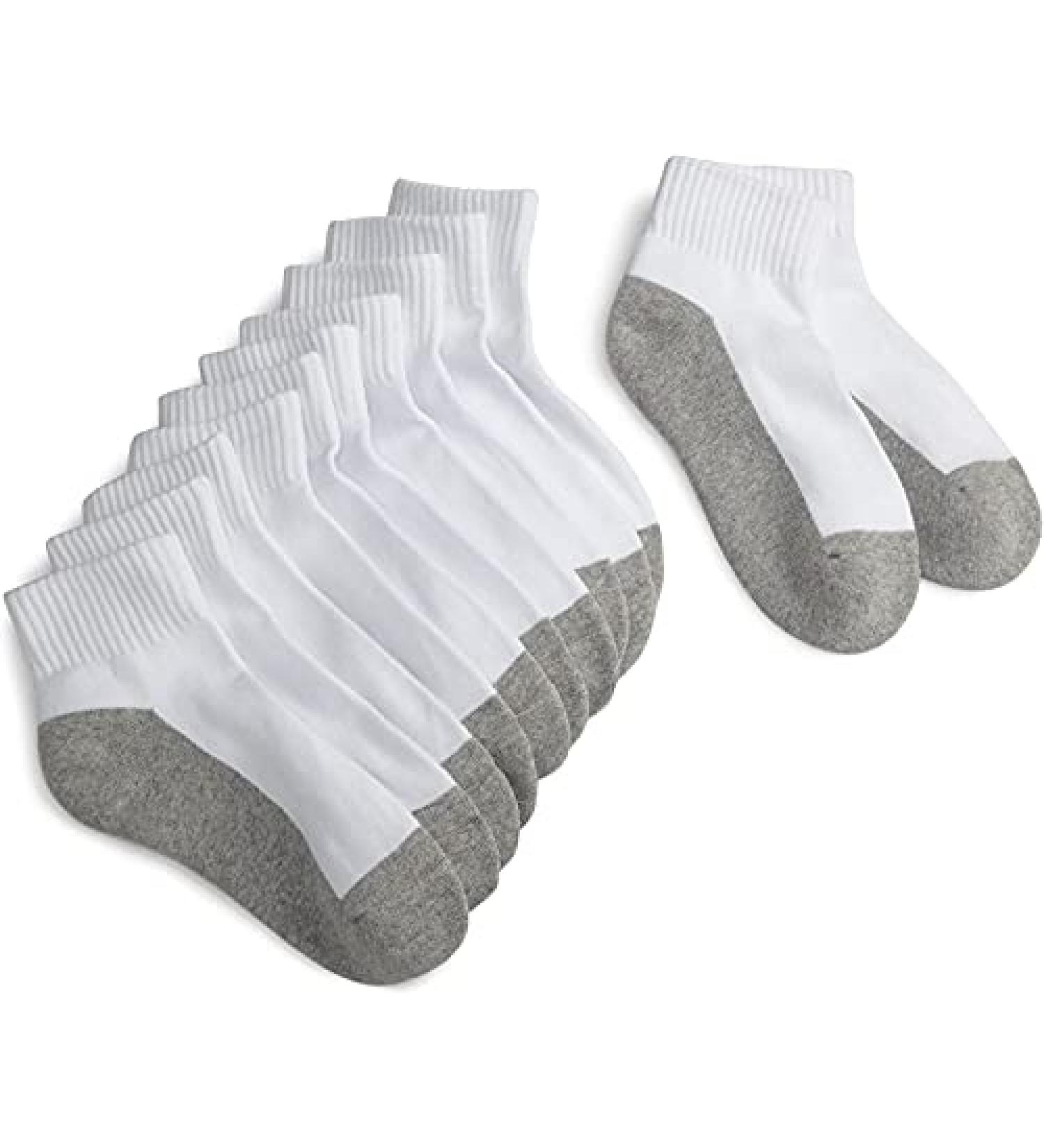 Jefferies Socks Big Boys' Seamless-Toe Quarter Athletic Socks 6-Pack - White/Grey, Medium Size - Buy Online on SooperMarket.com