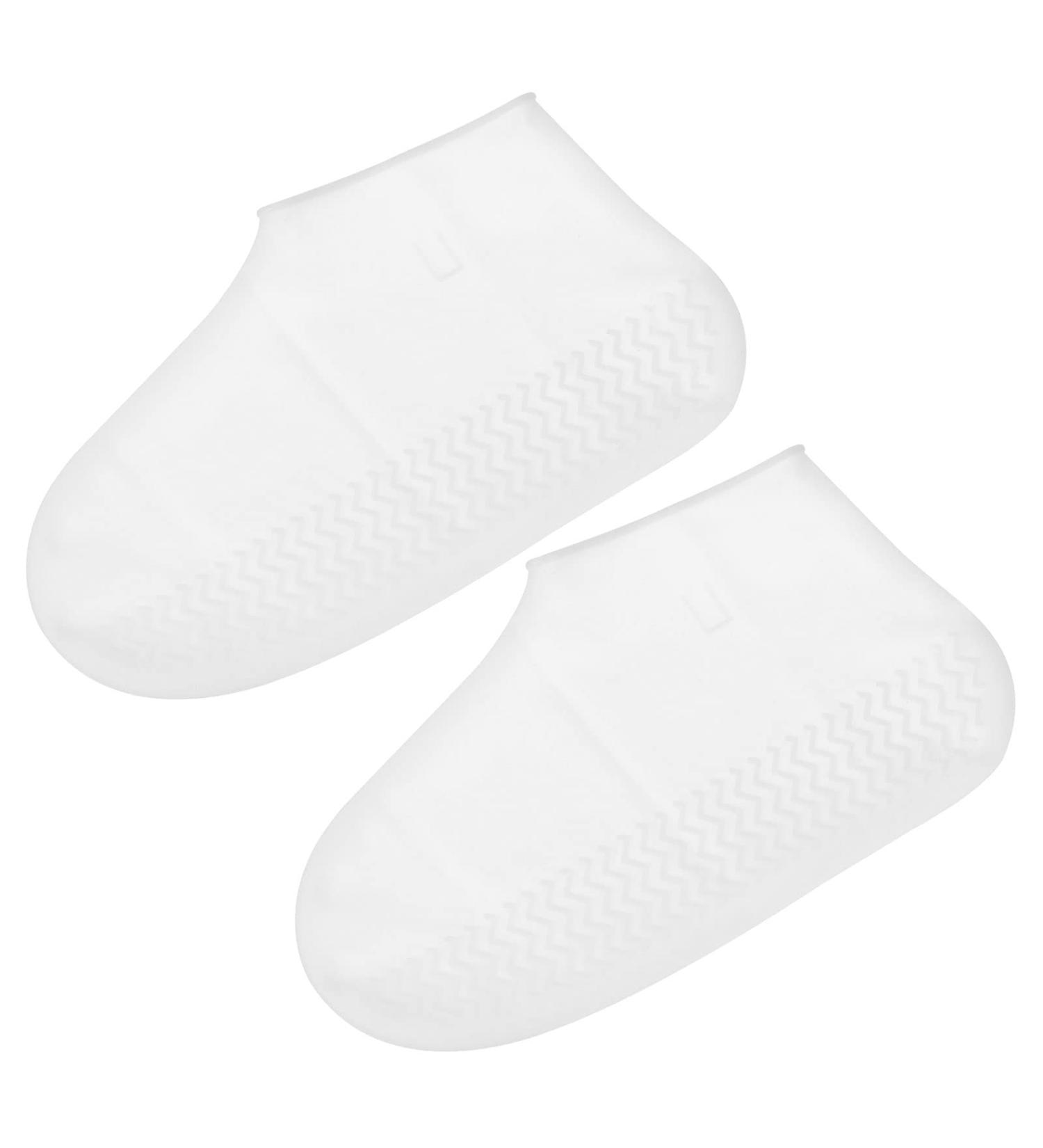 Foldable Waterproof Silicone Shoes Cover - Reusable Non-Slip Overshoes for Outdoor Rain and Snow - White, Size L - Buy Online on SooperMarket.com