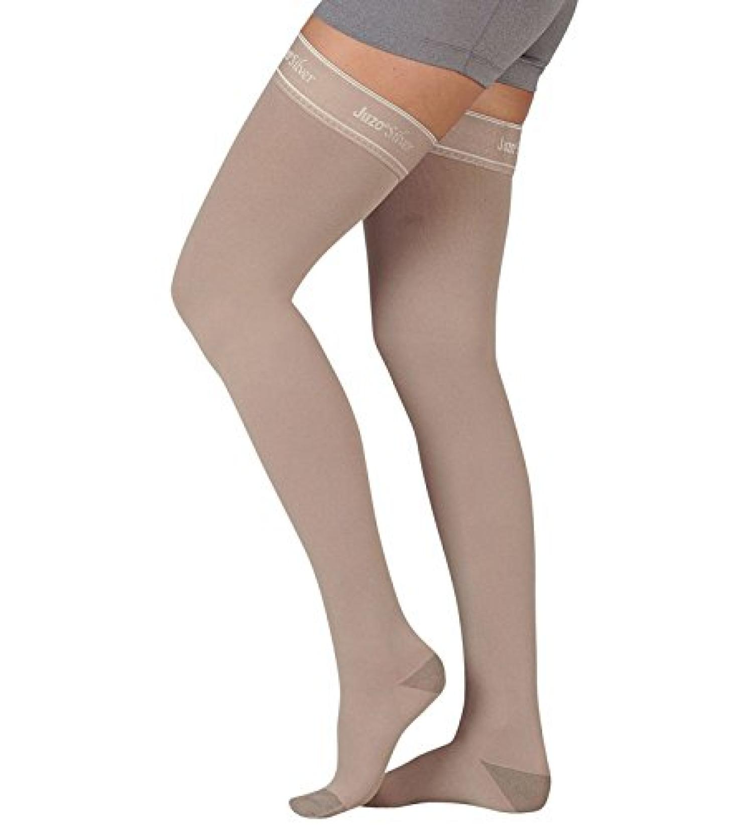 Juzo 2061 Silver Soft Closed Toe Thigh Highs w/Silicone Band - 20-30 mmHg Short Beige III Short 2061AGFFSBSH-III