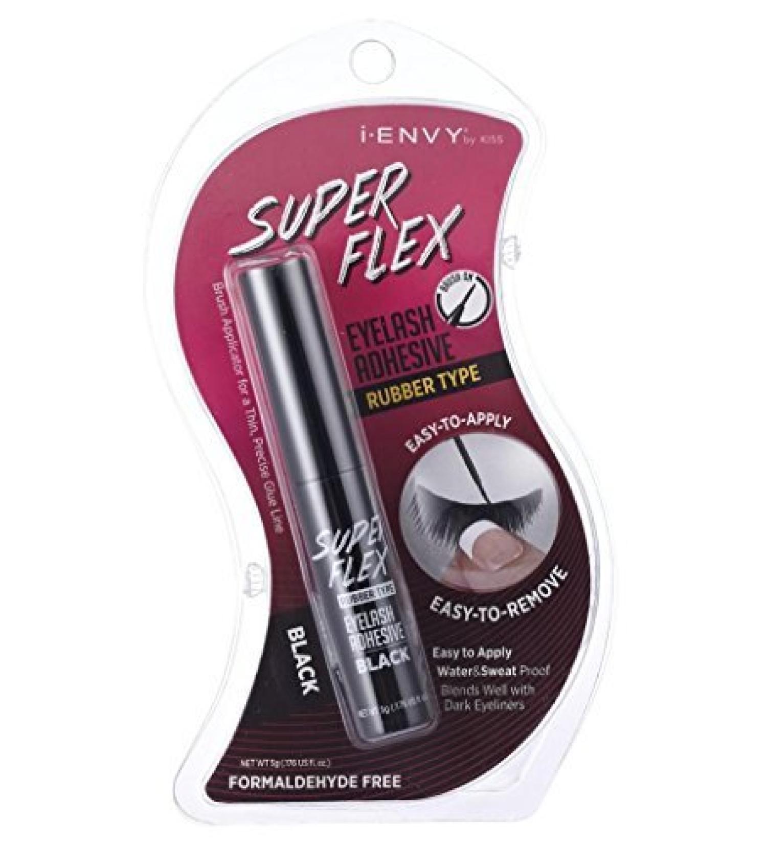 KISS i-Envy Super Flex Brush Eyelash Adhesive Rubber Type Black 0.176 oz KPEG07