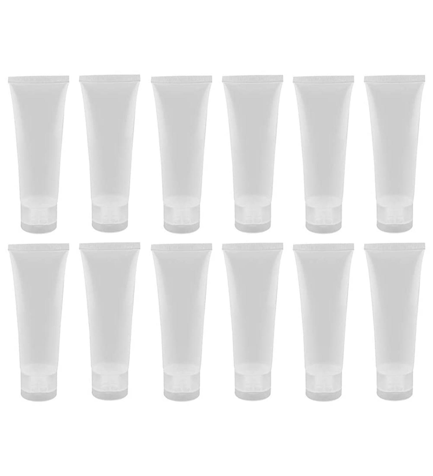 12 Pack Refillable Transparent Cosmetic Sample Bottles - 100ml Travel Makeup Containers with Hinged Lid - Perfect for Sample Storage - Buy Online on SooperMarket.com