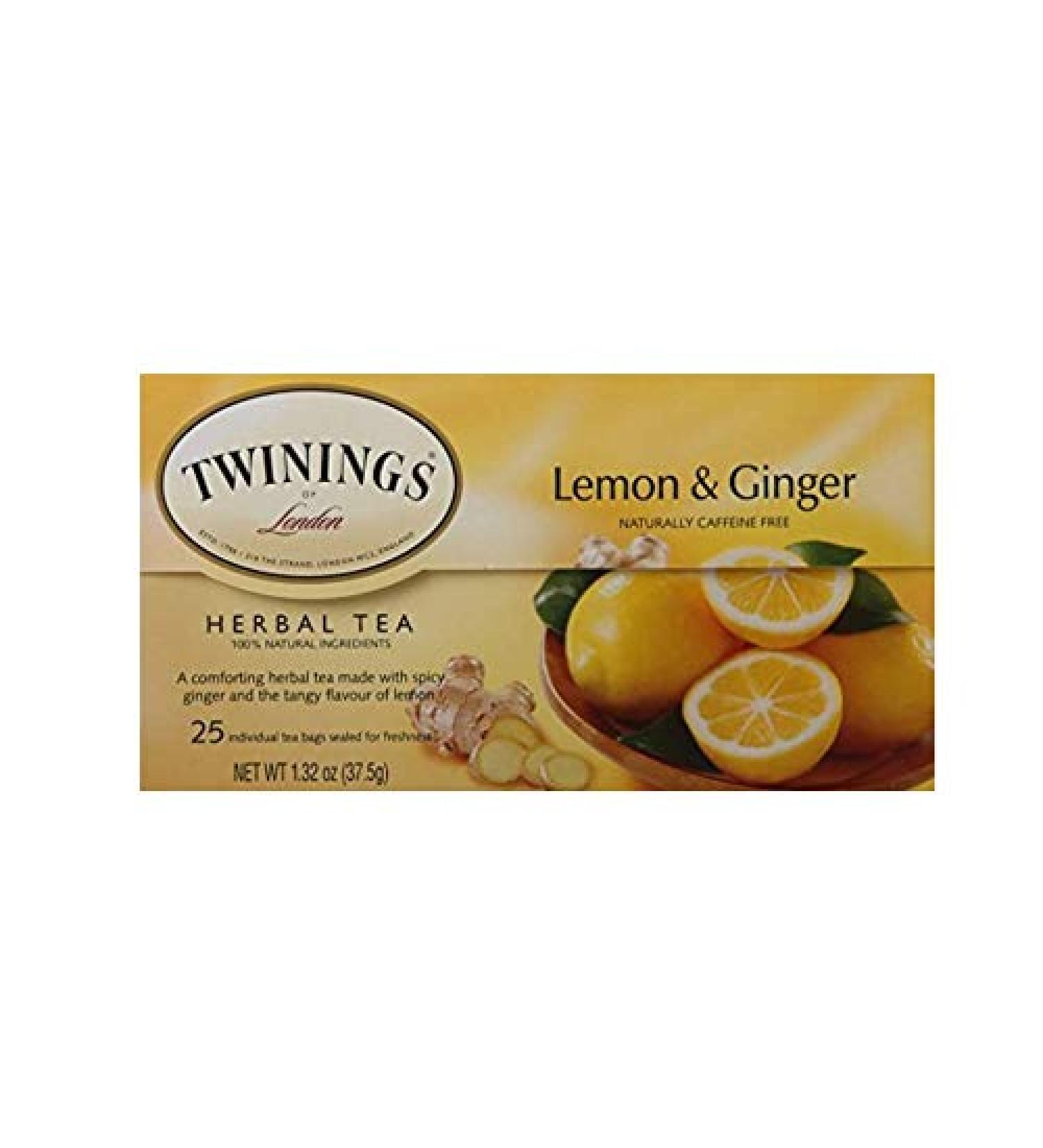 Twinings of London Lemon & Ginger Herbal Tea Bags - 25 Count (Pack of 1) - Buy Online on SooperMarket.com