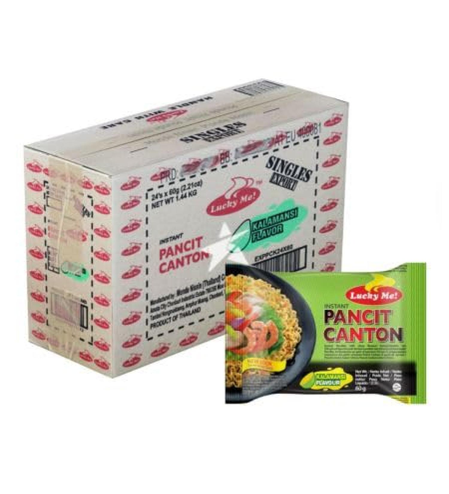Lucky Me! Pancit Canton Kalamansi Citrus Instant Noodles 60g (24 Packs) HALAL - Buy Online on SooperMarket.com