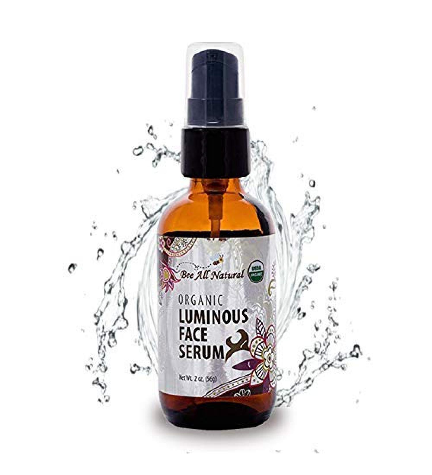 Organic Luminous Face Serum - USDA Certified Youthful & Nourished Skin - 2 oz Glass Bottle - International Shipping Available - Buy Online on SooperMarket.com