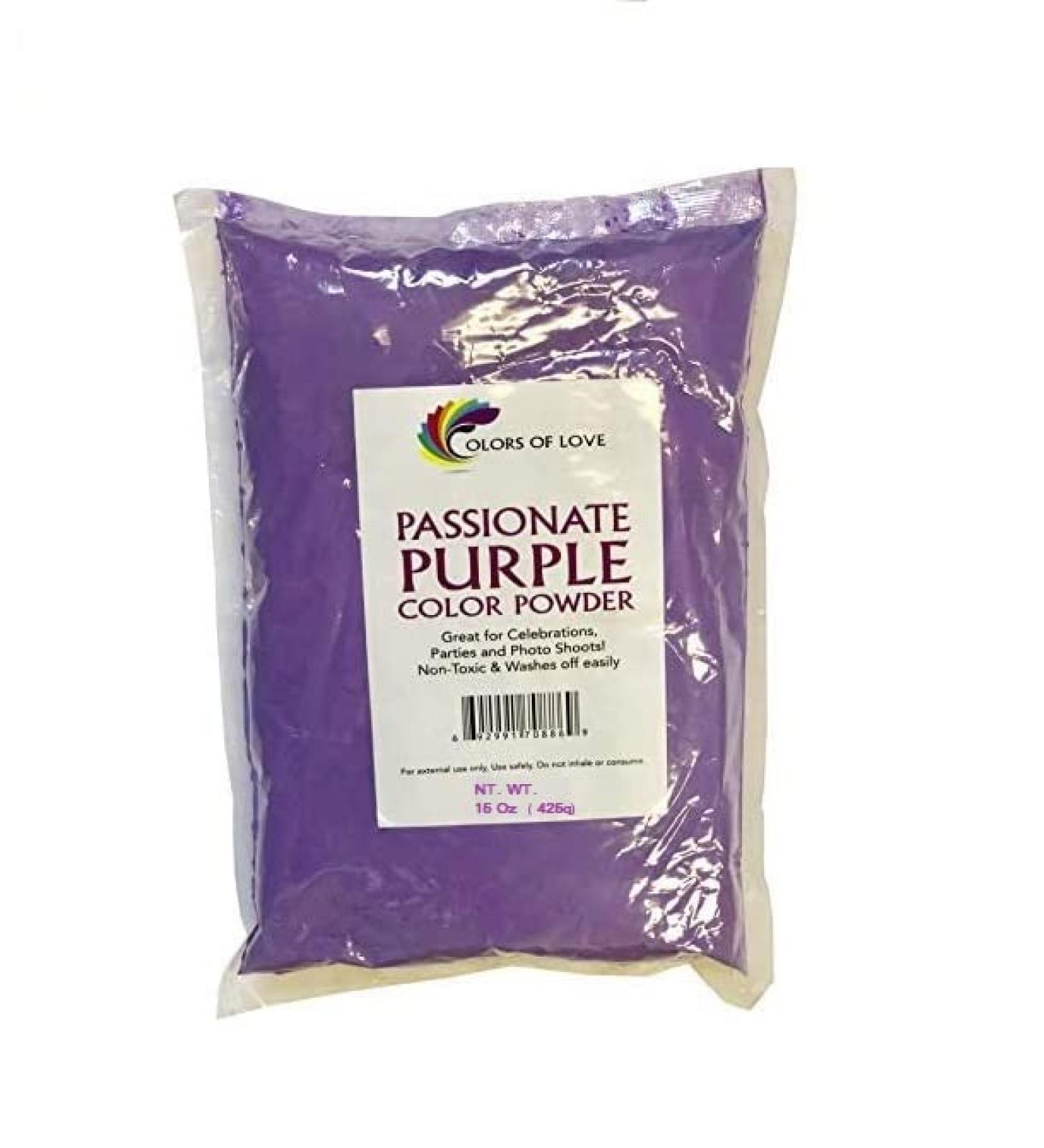 Colors of Love Purple Holi Color Powder - 1 Pound Bag - Ideal for Color Events  Bath Bombs  Youth Group Color Wars  Holi Events and More!