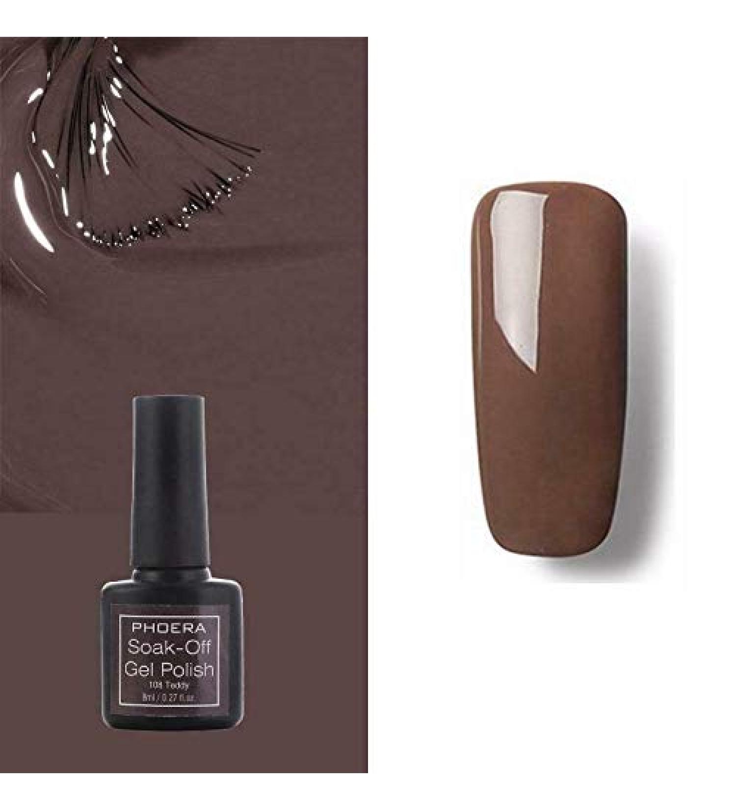 AQUAPURITY PHOERA UV Gel Nail Polish Soak off Color Gellish Base Top Tempered Matte Coat Long Lasting Varnish Manicure Art Polishes Non Smudge Formula 8ML (108 TEDDY) - Buy Online on SooperMarket.com