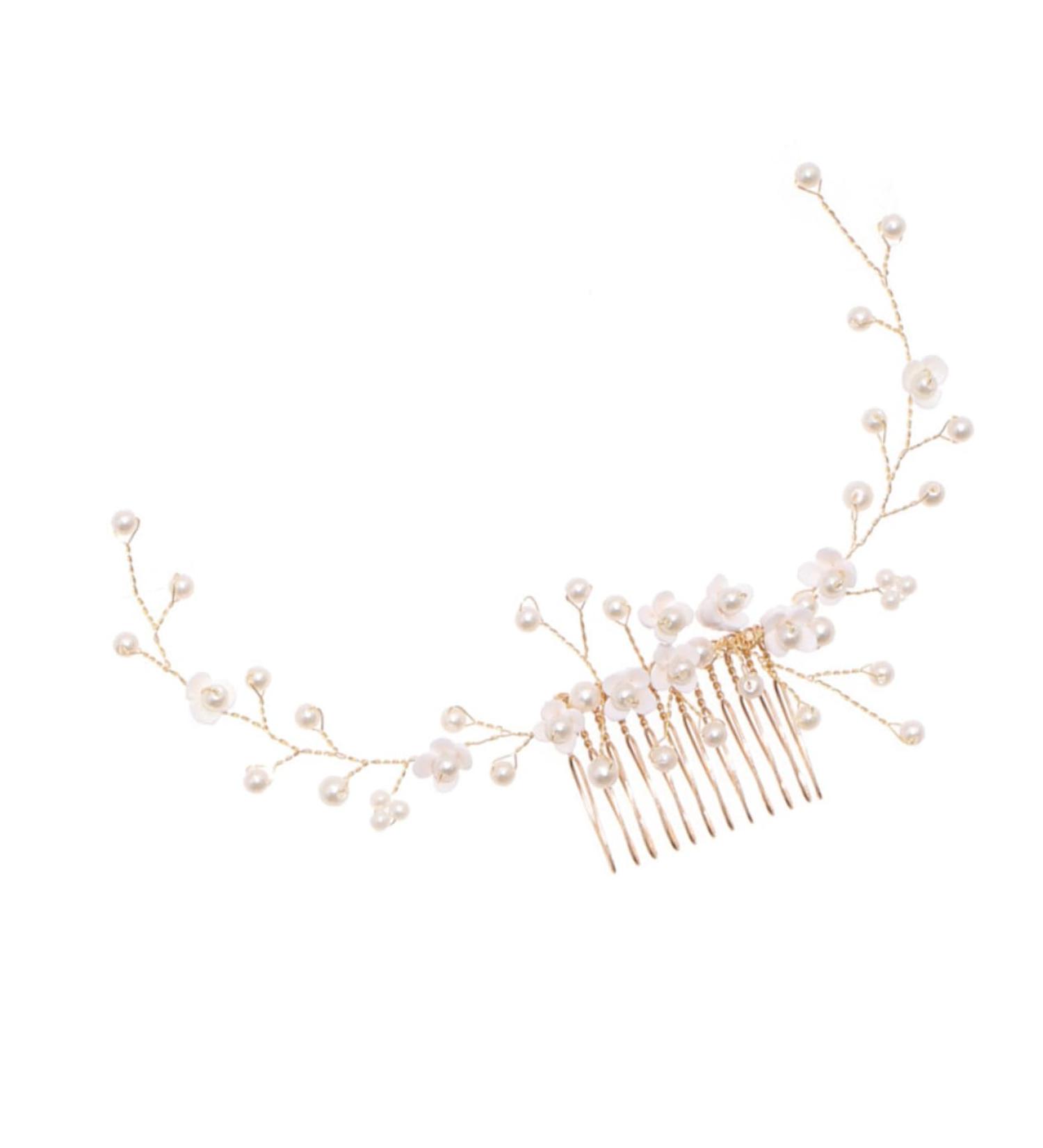 Mikinona Bridal Hair Comb Pearl Headpiece Pearl Headdress Bride Hair Comb Pearl Hair Combs Pearl Headwear Wedding Hair Comb Hair Accessories Bridal Headdress Handmade Headwear Decor - Buy Online on SooperMarket.com