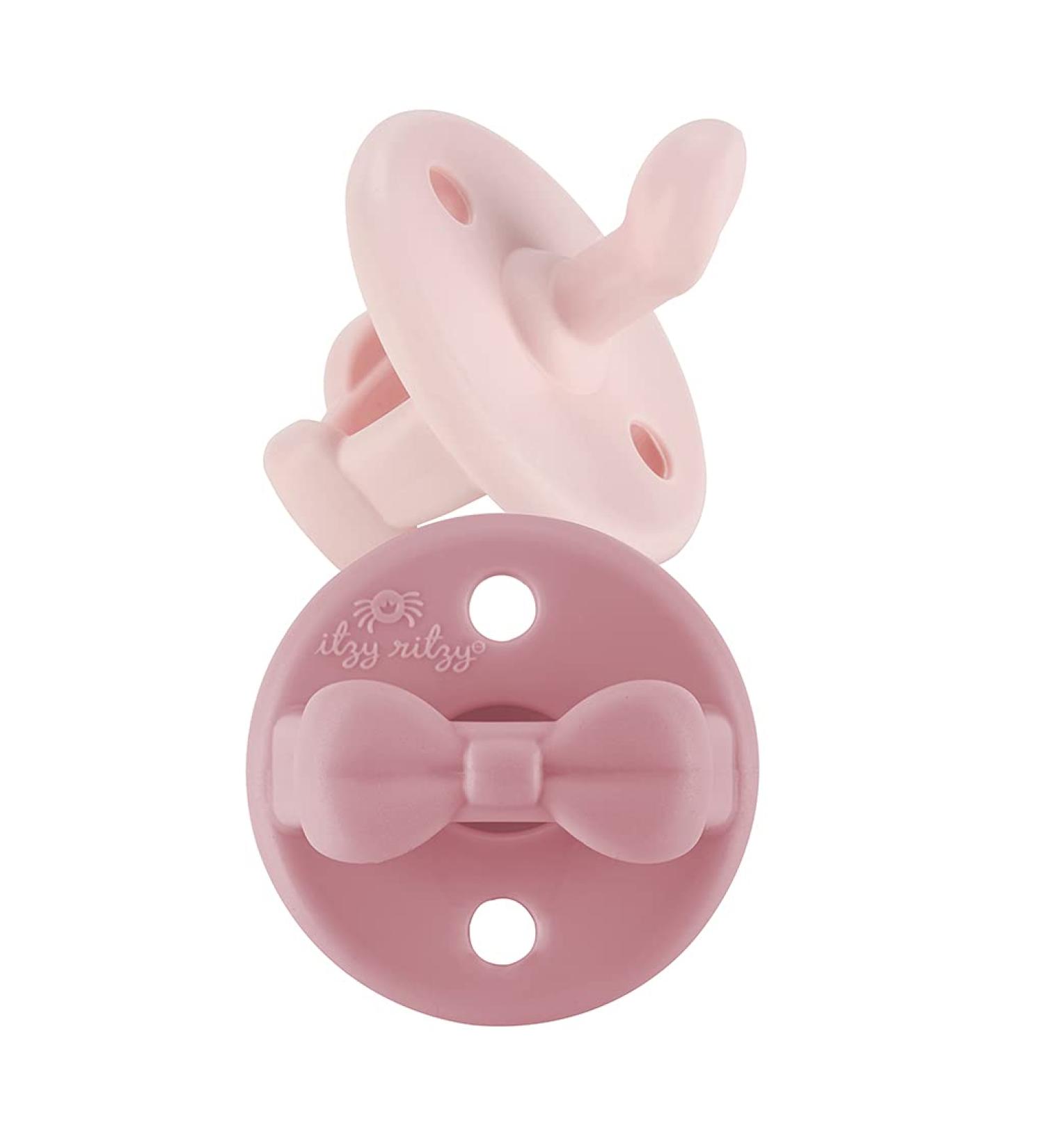 Itzy Ritzy Sweetie Soother Silicone Pacifiers - Set of 2 for Ages 0-6 Months (Ballet Slipper & Primrose) - Buy Online on SooperMarket.com