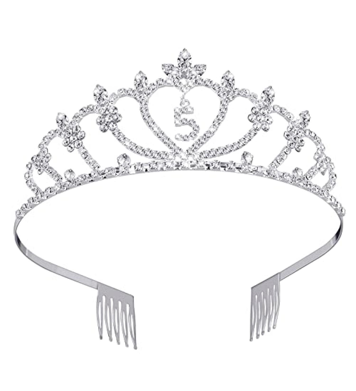 Frcolor 5th Birthday Crown Tiara for Girls | Crystal Rhinestone Princess Headband | 5 Years Old Gift - Buy Online on SooperMarket.com
