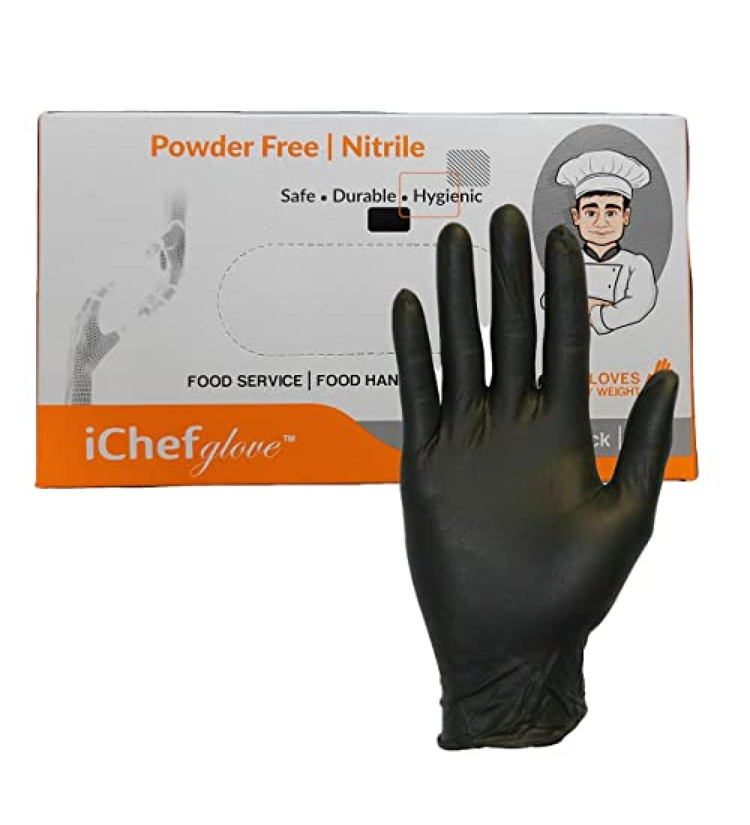 iChef Black Nitrile Food Handling Gloves - Medium (Pack of 100) - Buy Online on SooperMarket.com