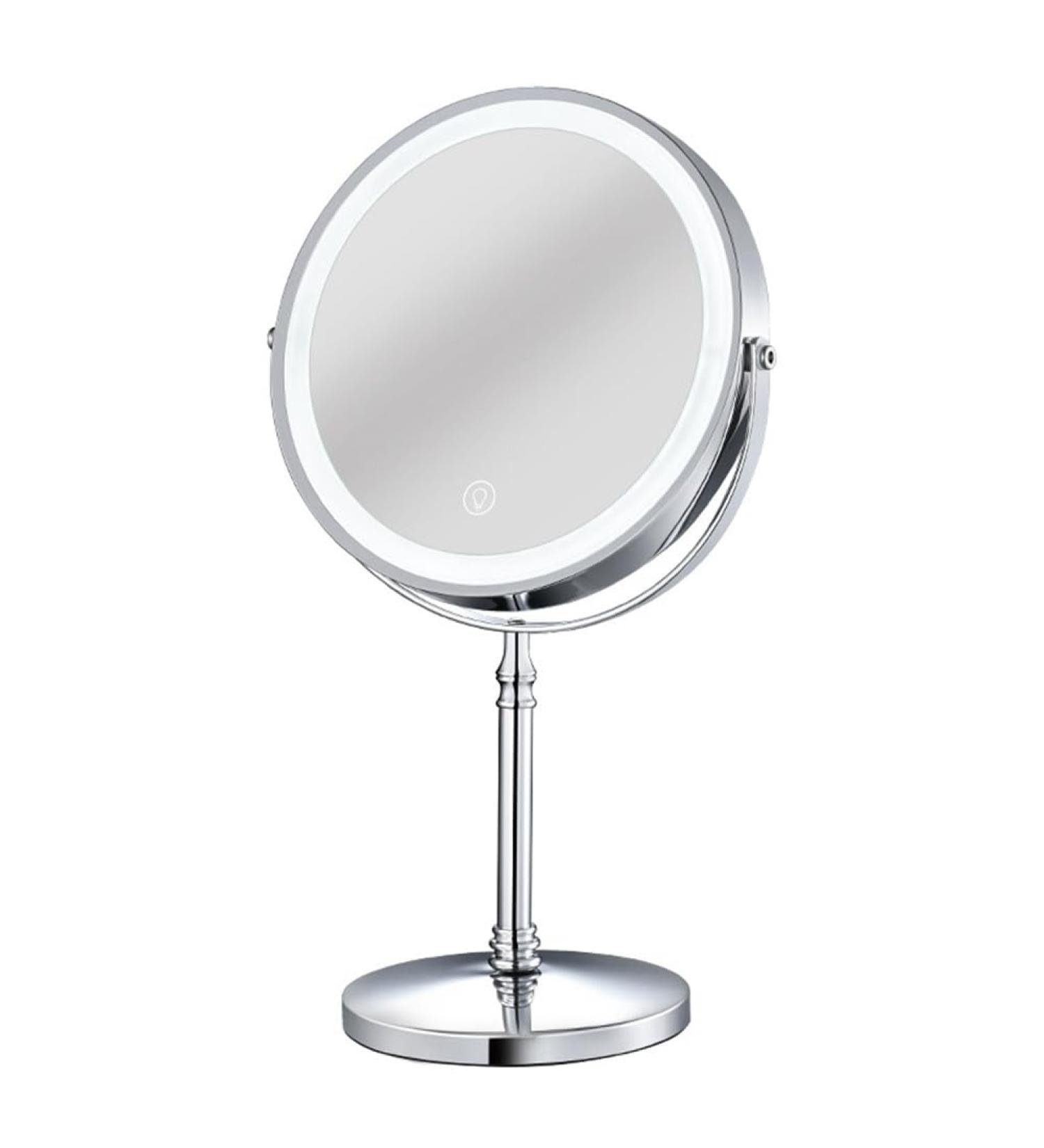 SRMAN 1Set 10X LED Mirror Rechargeable Make Up Mirror Magnification Cosmetic Mirror 2 Side Brightness with 3 Colors A Chrome - Buy Online on SooperMarket.com