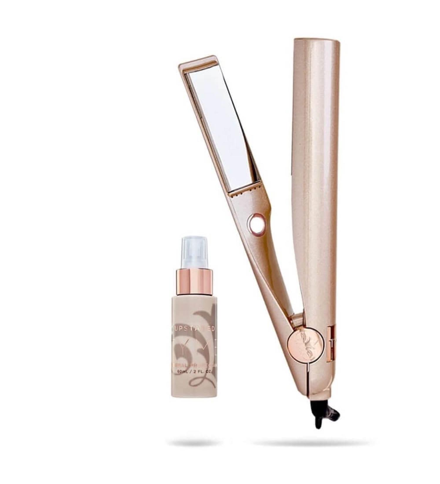 TYME Iron Pro 2-in-1 Hair Curler & Straightener with Auto Shutoff, 5 Temp Settings & Titanium Plates | Includes 2oz Thermal Protectant - Buy Online on SooperMarket.com