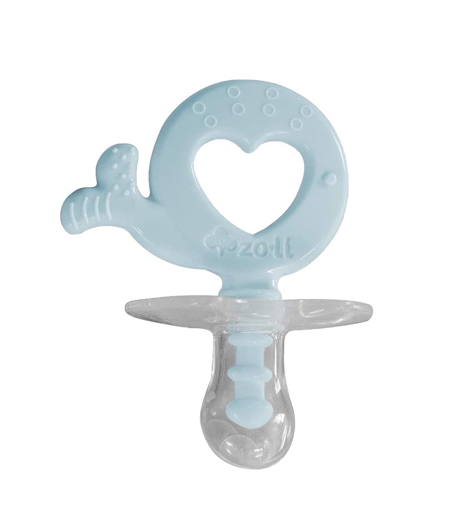 ZoLi Binki.T Pacifier+Teether | Silicone Orthodontic Shape | Whale Design | 0-6 Months | Mist Blue/Ash Grey - Buy Online on SooperMarket.com