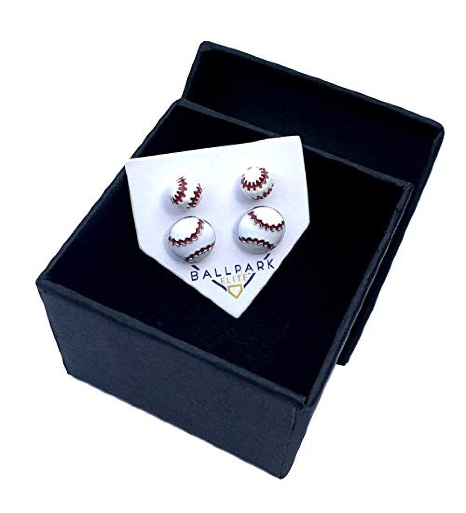 Baseball Stud Earrings Set - 2 Pairs (Small) - Buy Online on SooperMarket.com