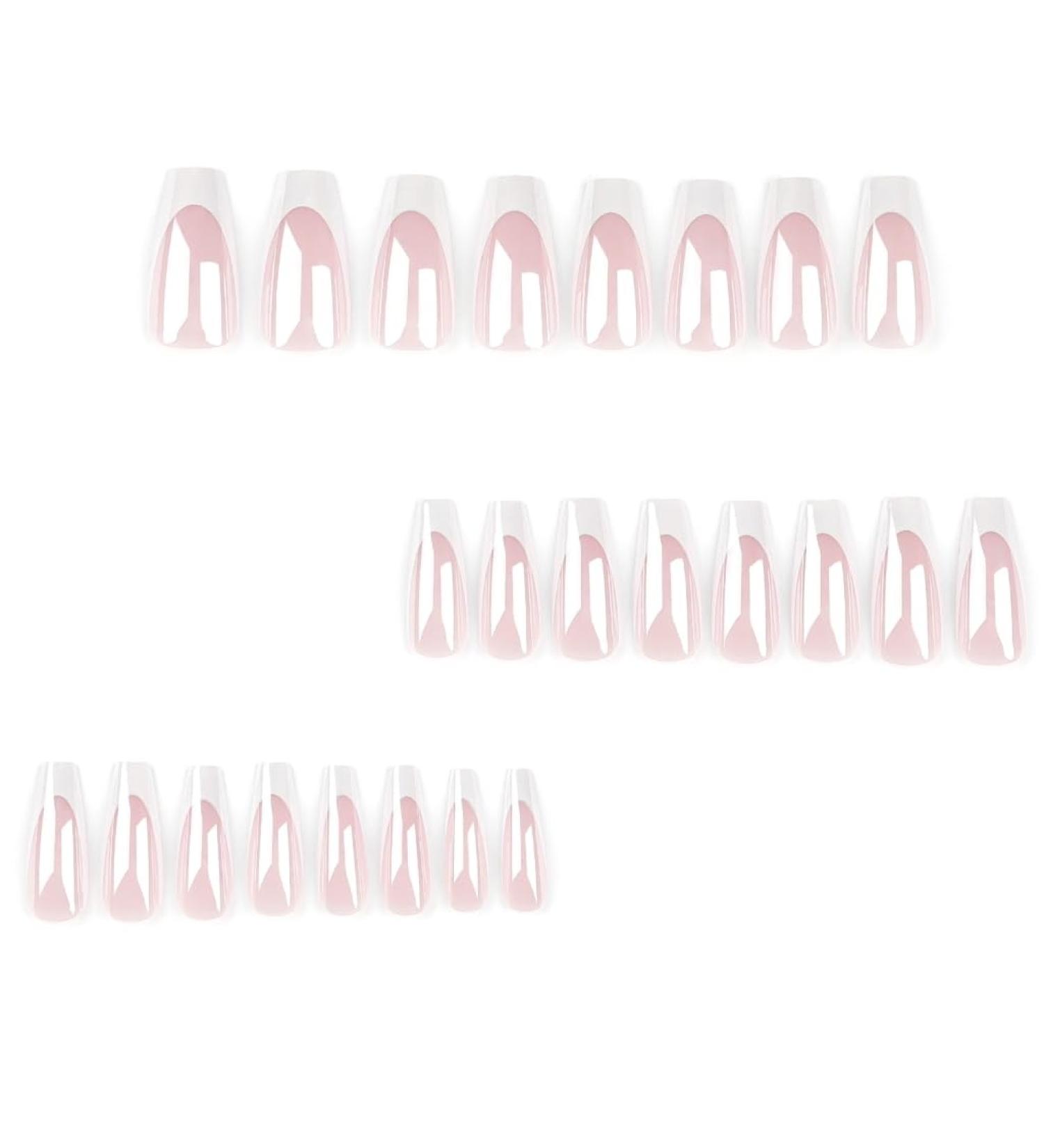 Ruarby 24x/Box Full Cover False Nails French Tip False Nails White French Press On Nails Artificial Nails Manicures Supplies - Buy Online on SooperMarket.com