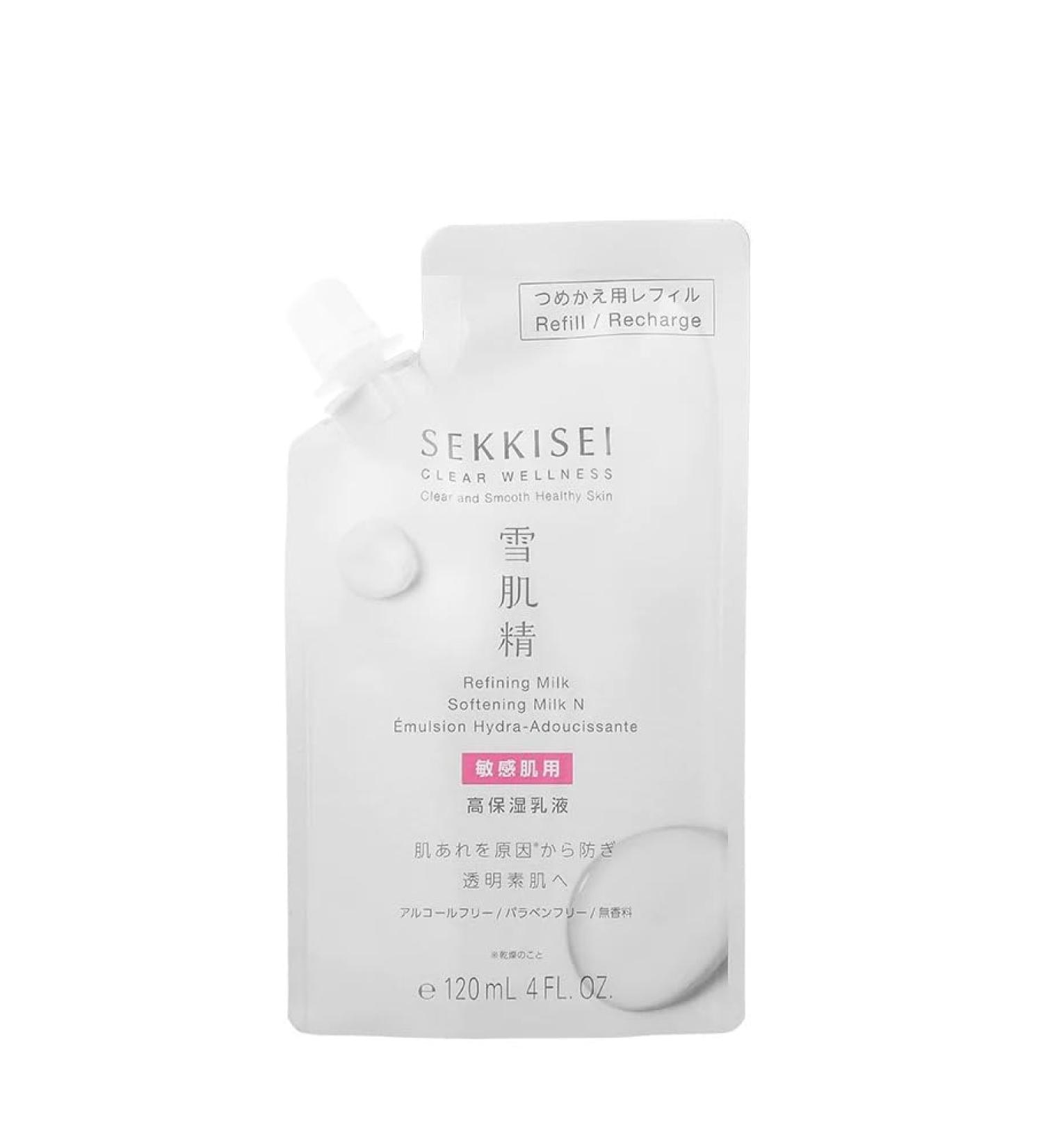 SEKKISEI CLEAR WELLNESS Softening Milk Refill Pouch - Lightweight Facial Emulsion for Sensitive Skin 4 oz | International Shipping Available - Buy Online on SooperMarket.com