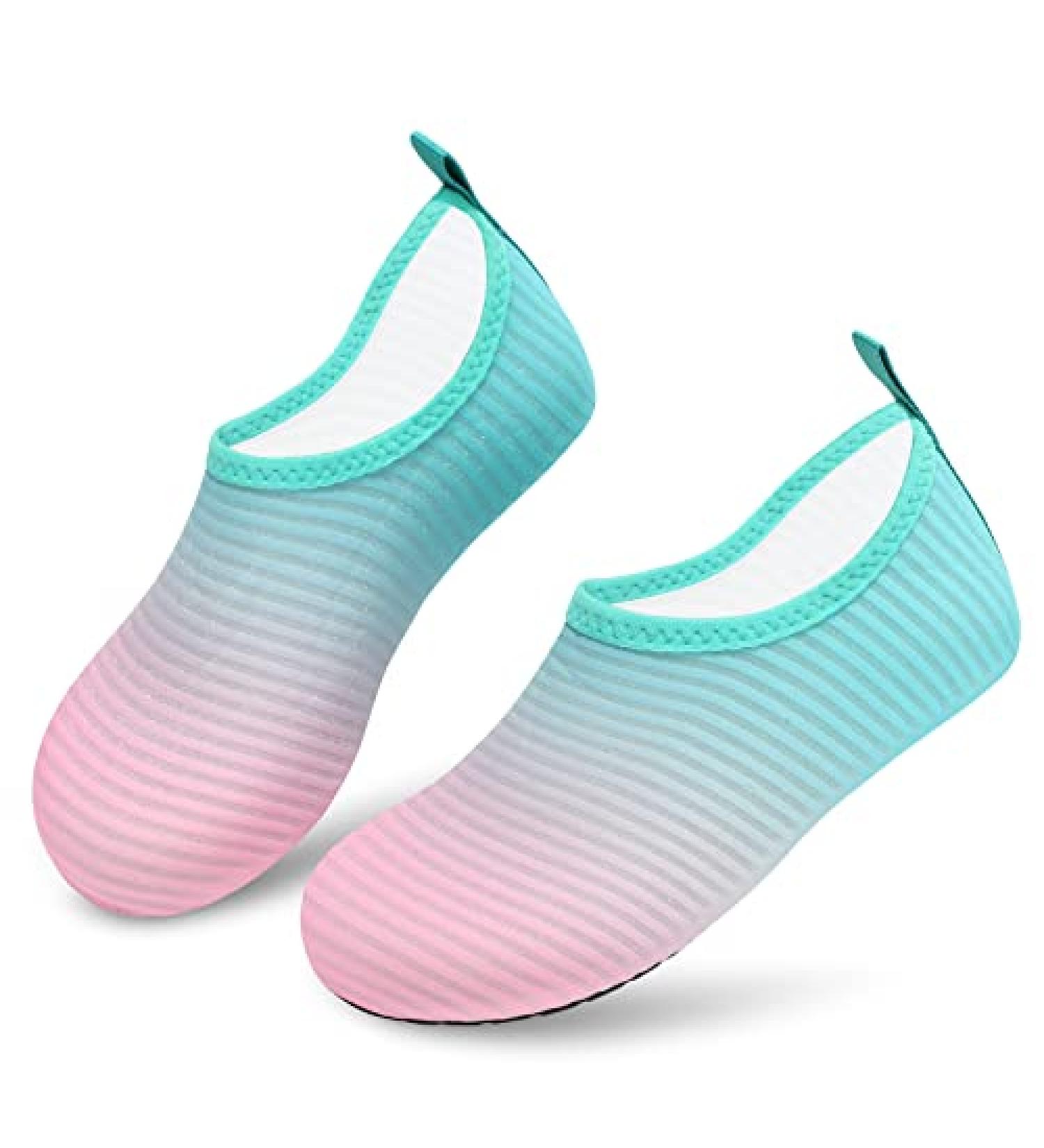 VIFUUR Kids Water Shoes - Quick Dry Aqua Socks for Beach Swim - Gradient Pink - Size 3-4 Big Kid - Buy Online on SooperMarket.com