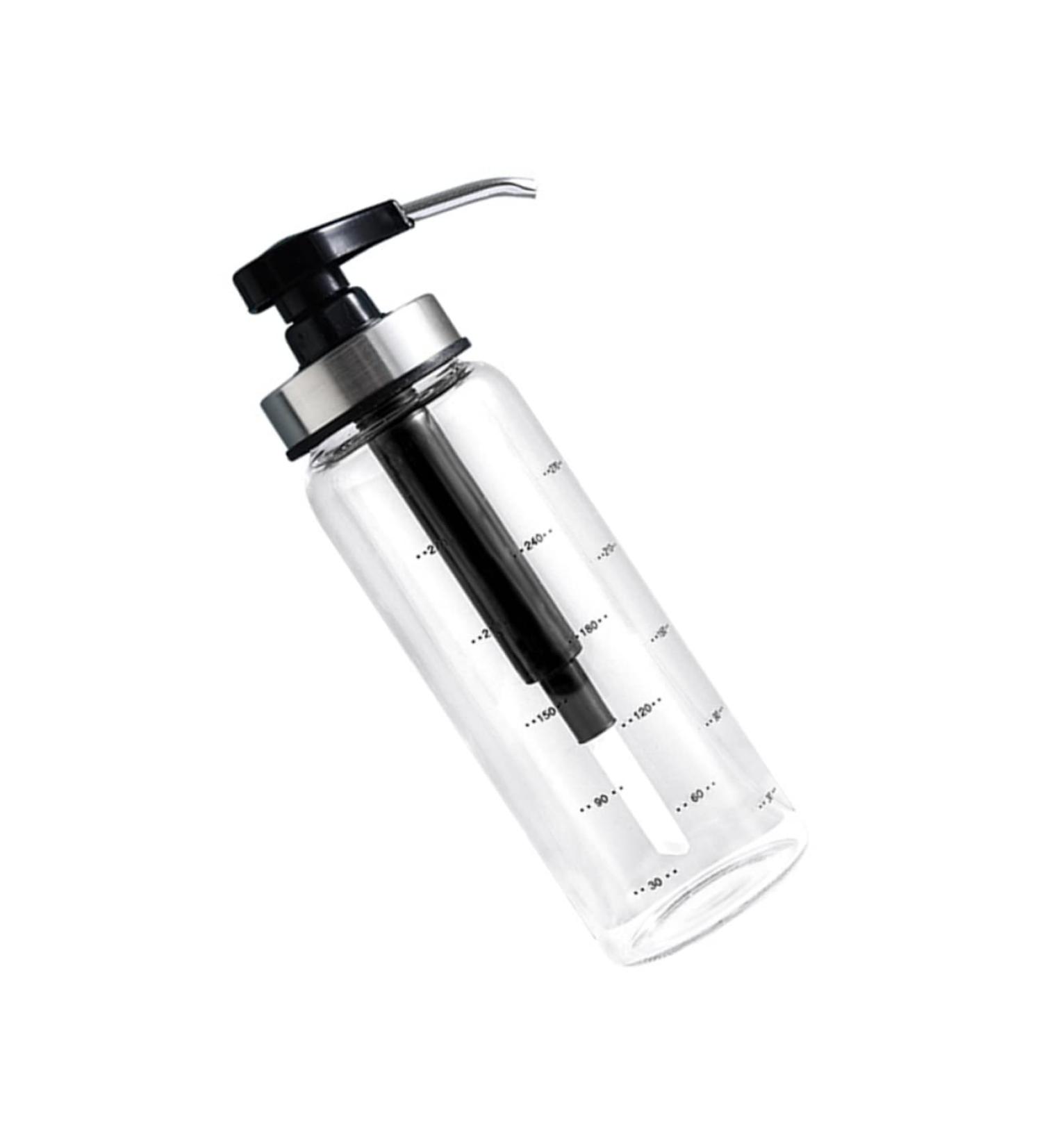 WOFASHPURET Glass Containers for Liquids Coffee Syrup Dispenser Pump Stainless Steel Press Mouth 22.5x6x6cm Black - Buy Online on SooperMarket.com