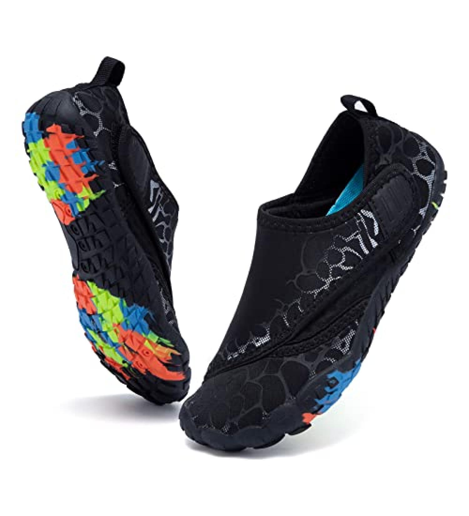 Kids Water Shoes | Lightweight Comfort Sole | Slip-on Aqua Shoes | 5 Toe Socks | Black - Buy Online on SooperMarket.com