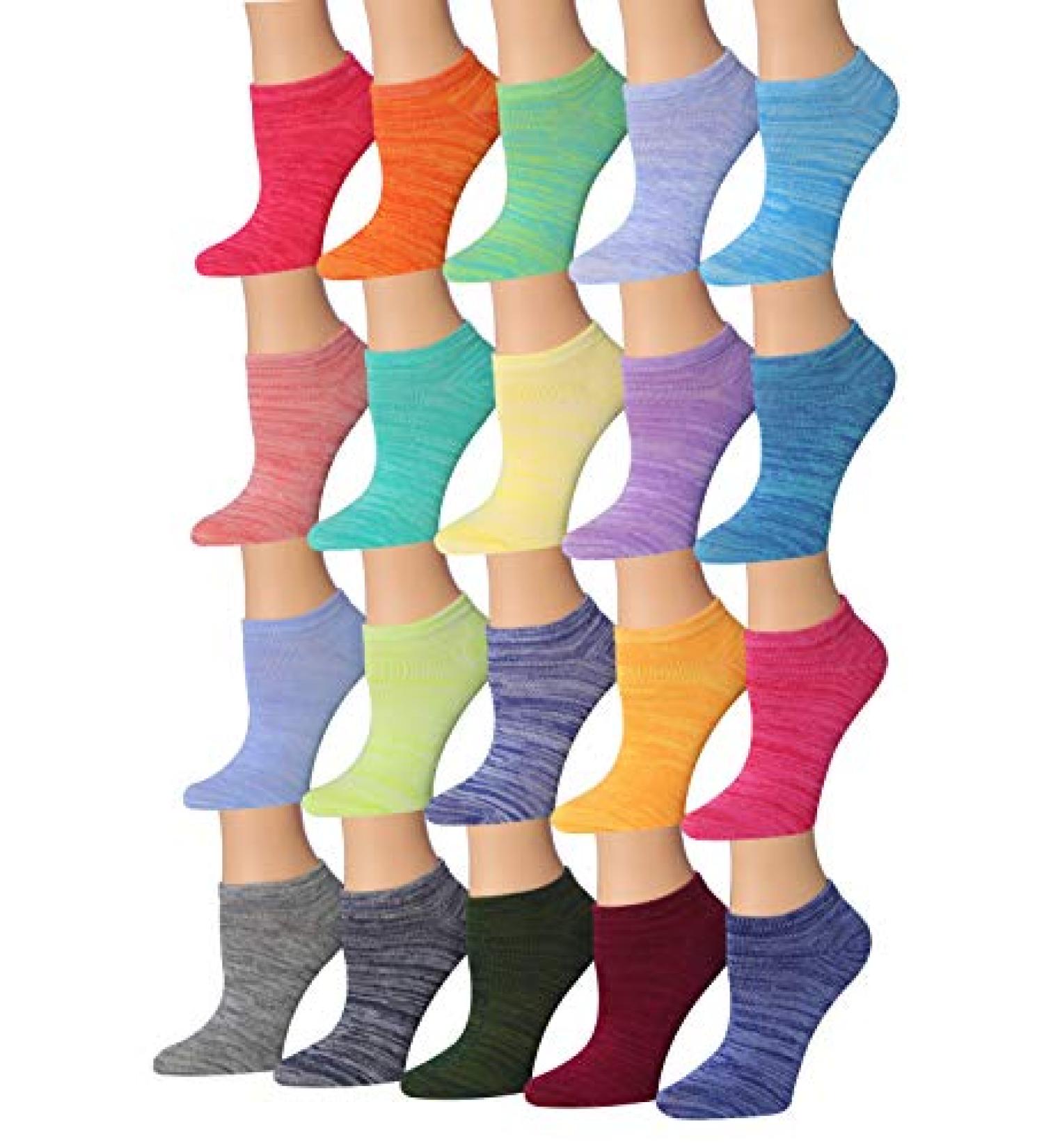 Tipi Toe Women's 20-Pack Colorful Patterned Low Cut Socks 9-11 - Bare Space Dye - Buy Online on SooperMarket.com