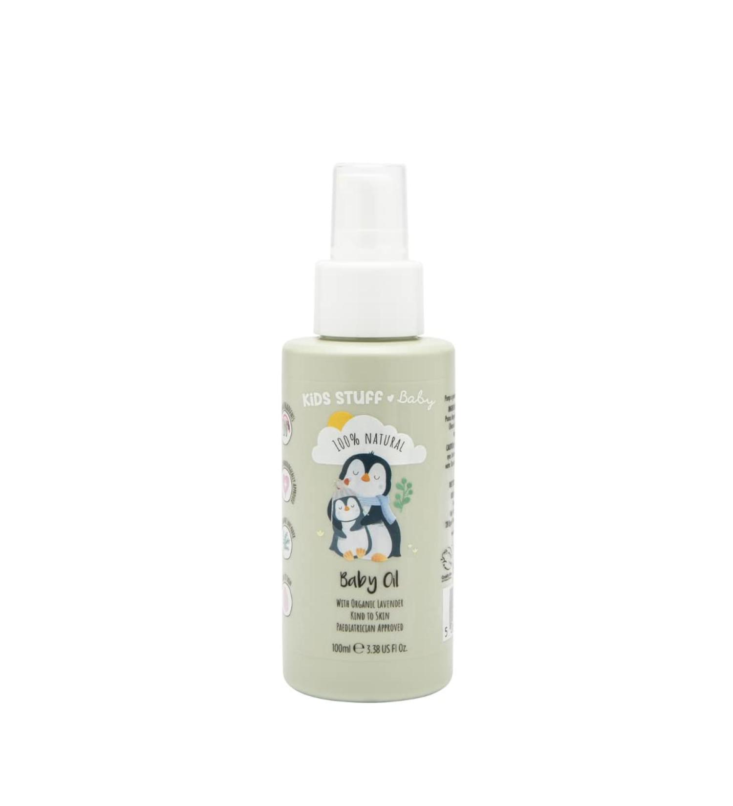 Kids Stuff Baby Oil 100ml - 100% Natural Organic Lavender Oil for Newborn Skin - Dermatologist & Pediatrician Approved - Vegan & Cruelty-Free - Buy Online on SooperMarket.com