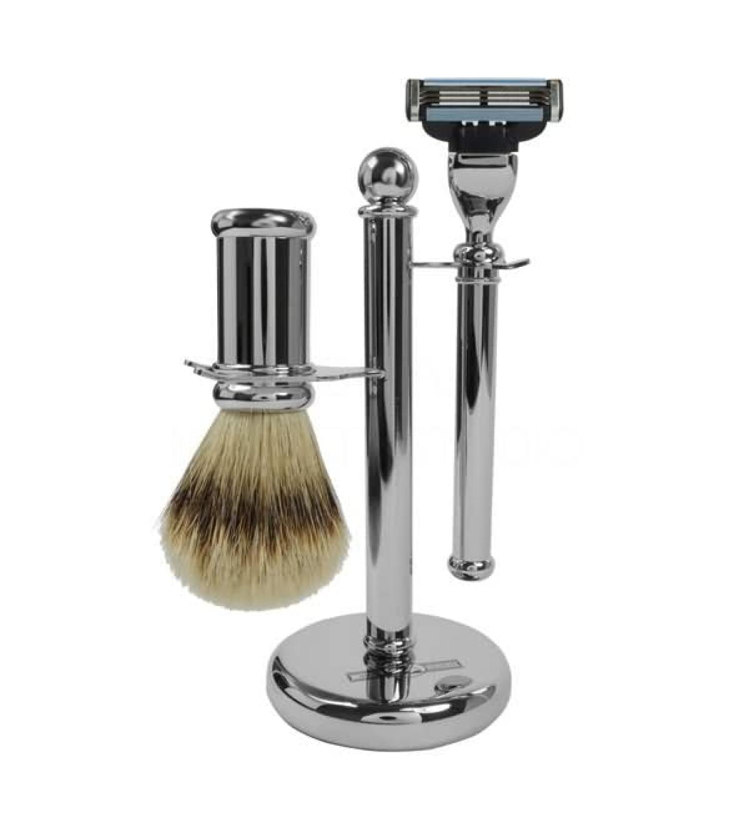 Golddachs - Shaving stand (metal silver & badger silver plucking)
