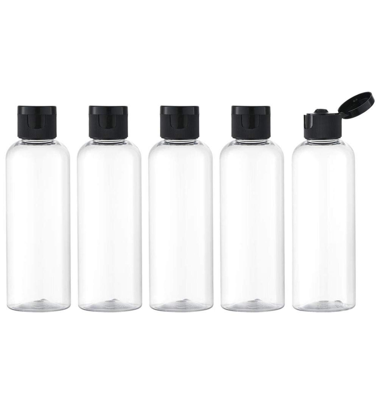 TOUREAL 100ML Travel Bottles Set - 5 Empty Plastic Cosmetic Bottles with Funnel - Flip Cap Ideal for International Shipping - Buy Online on SooperMarket.com