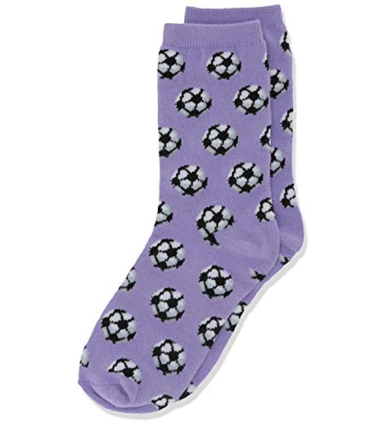 Hot Sox girls Big Conversation Starter Novelty Casual Crew Socks Crew Soccer (Lavender) Medium-Large