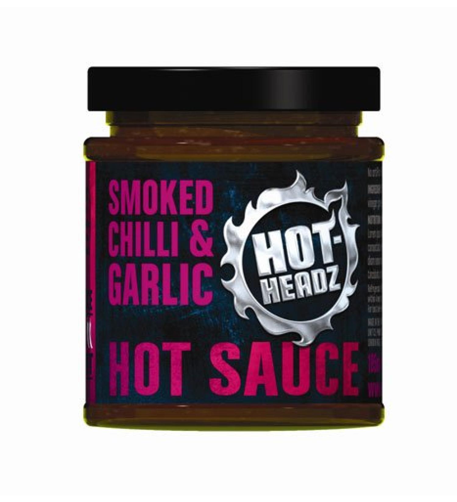Hot-Headz! Smoked Chili & Garlic Hot Sauce. Habanero & Chipotle Chilli Jam With Smoked Garlic For Cheese Cold Meat Burger Taco Dressing Or Dips. Vegan & Great Gift For Hot Sauce Lovers! (185ml) - Buy Online on SooperMarket.com