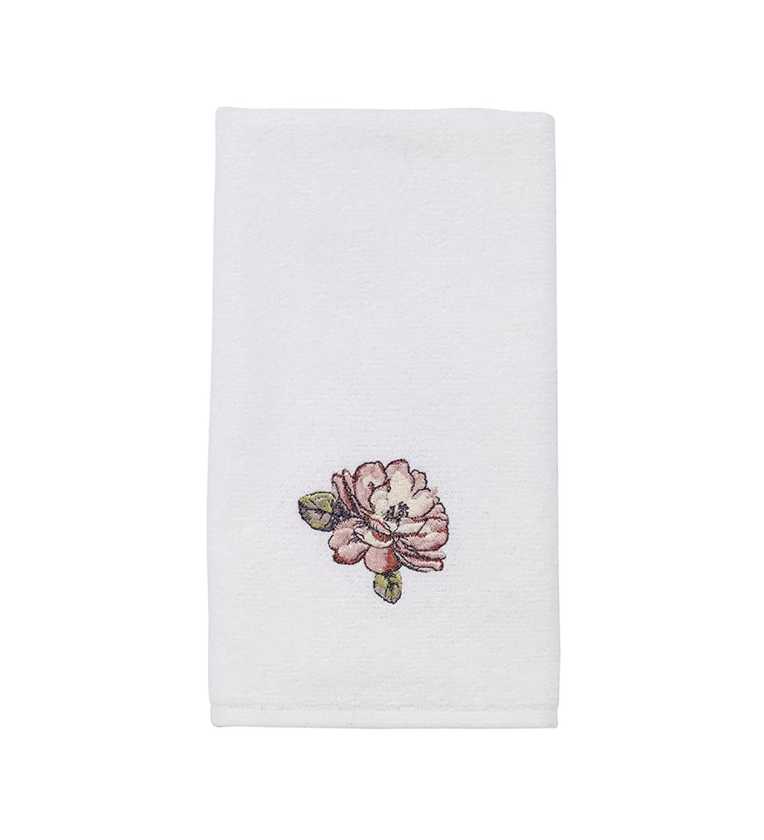Avanti Linens Butterfly Garden Collection White Embroidered Fingertip Towel | Soft & Absorbent Cotton Towel - Buy Online on SooperMarket.com