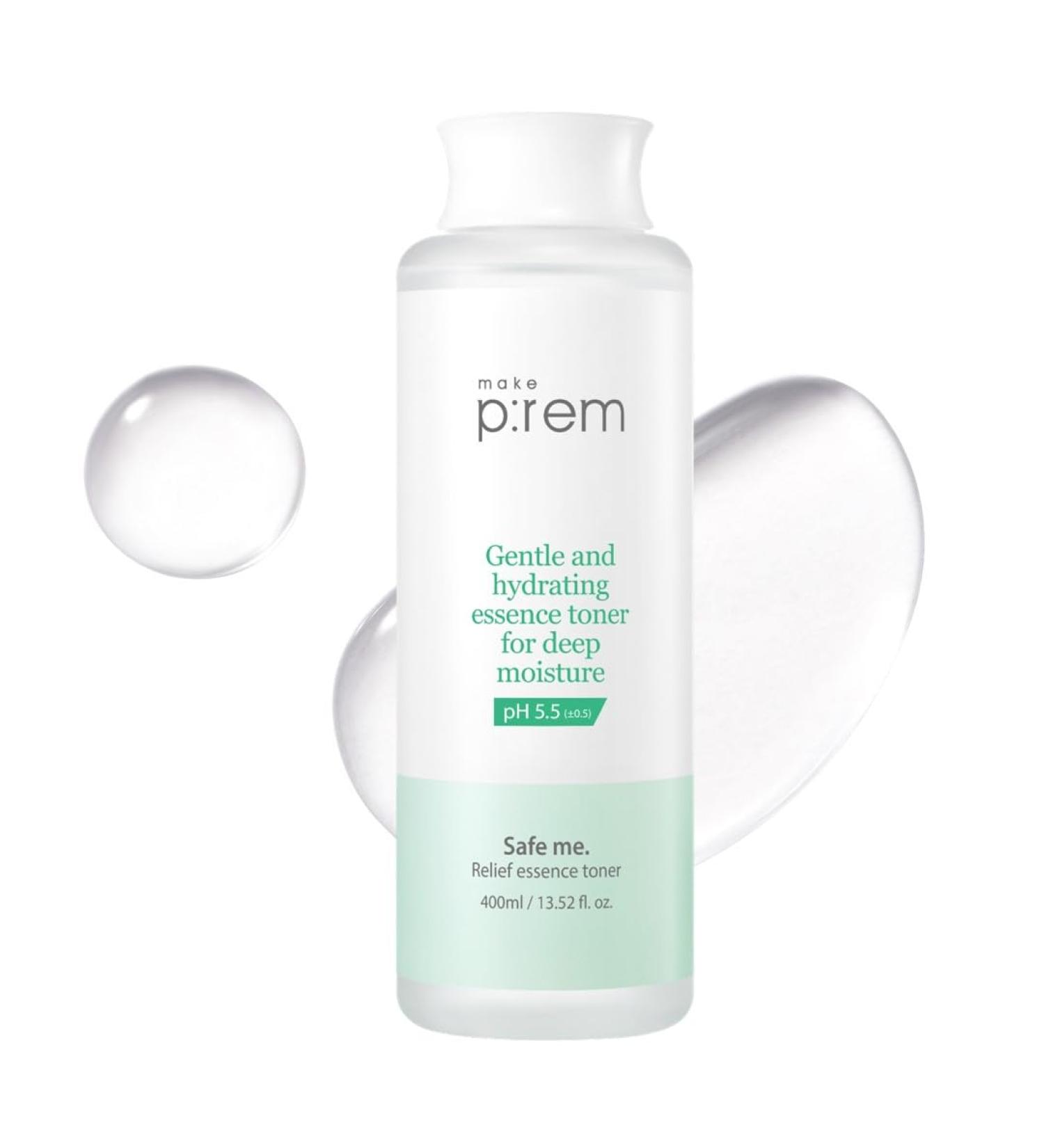 Make P:REM Safe Me Relief Essence Toner | Hydrating Face Toner for All Skin Types | 24-Hour Moisturizing | EVE Vegan Korean Skin Care | 400ml - Buy Online on SooperMarket.com