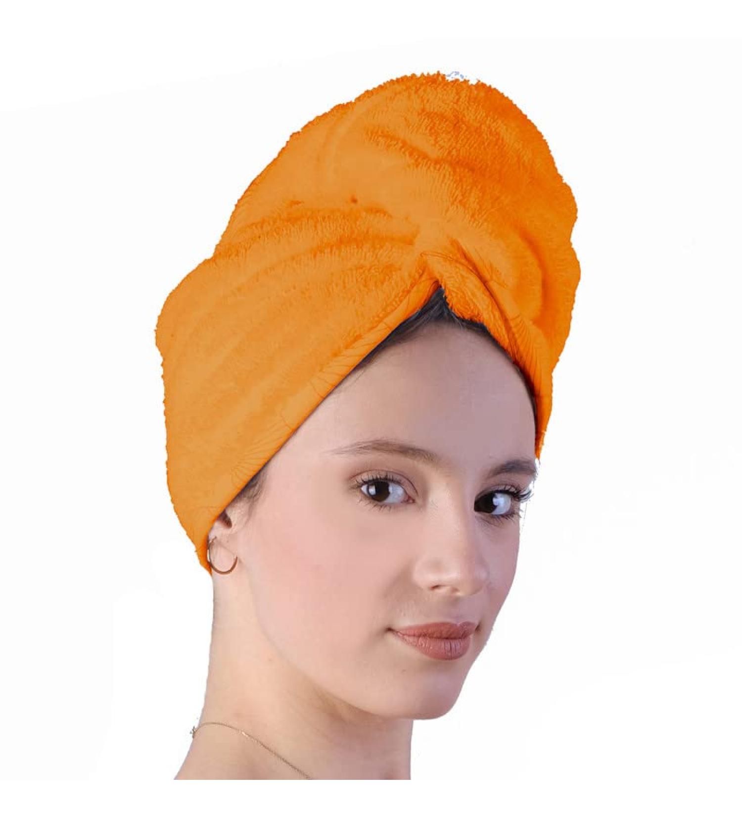 Llamaxy Organic Cotton Hair Dryer Towel - Quick Twist Hair Turban for Adults & Kids - 100% Pure Cotton - Orange - Fast Drying Cap - 1 Pack - Buy Online on SooperMarket.com
