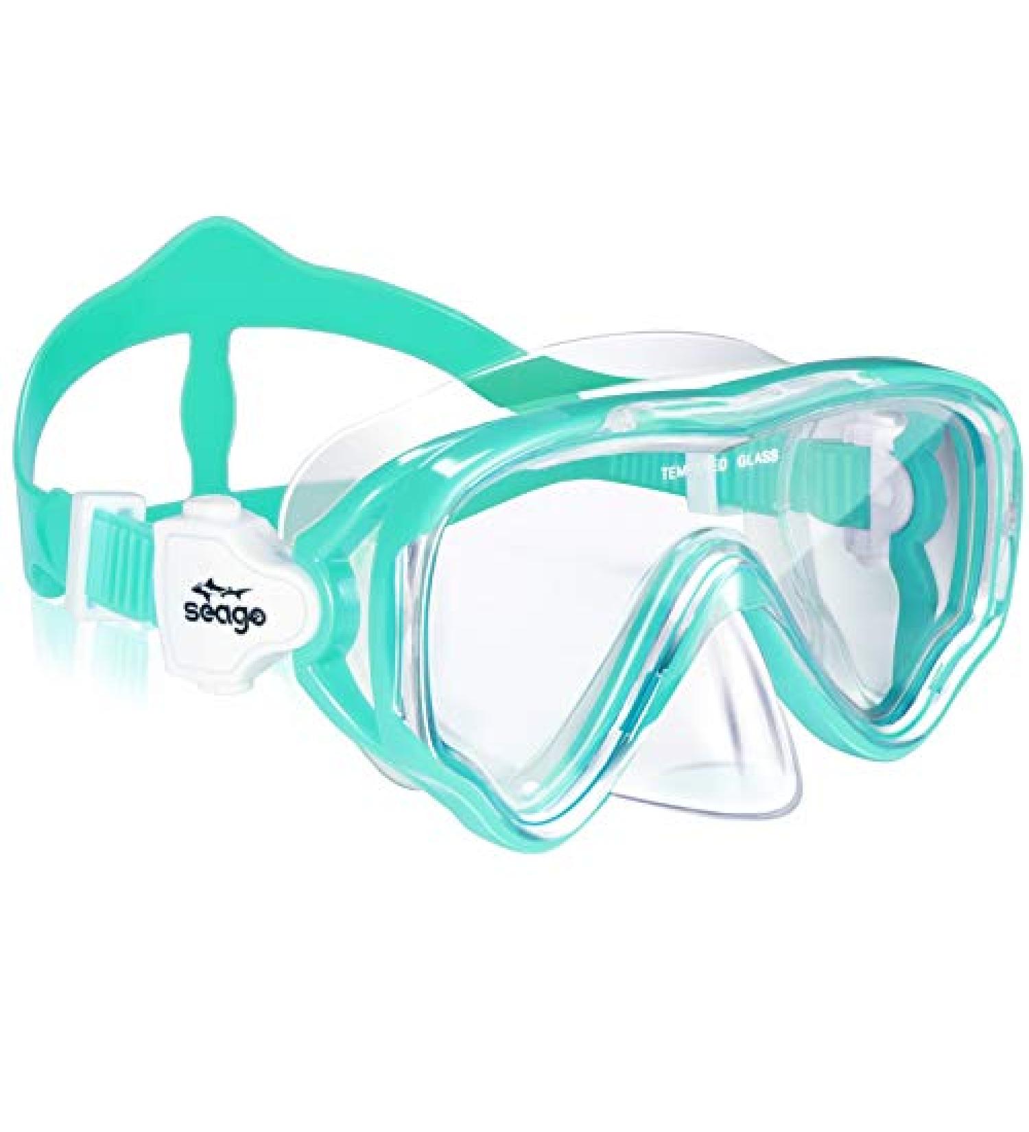 Seago Kids Swim Goggles Snorkel Diving Mask - Anti-Fog 180 Clear View for Youth (Ages 5-15) - Green - Buy Online on SooperMarket.com