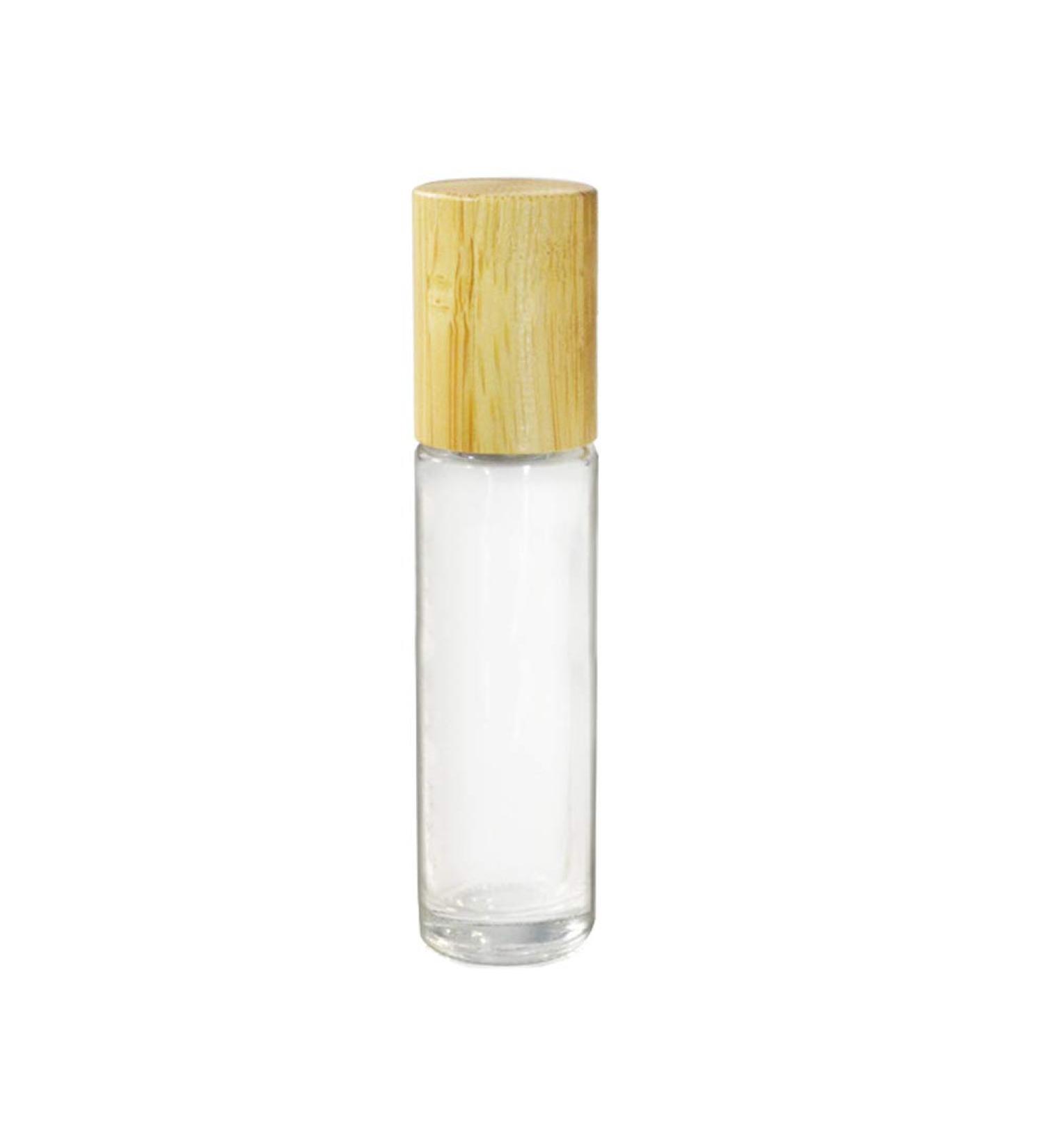 HeiHy 5pcs 10ml Empty Roller Bottles Essential Oils Bottles Roller Ball Glass Bottles with Bamboo Lid