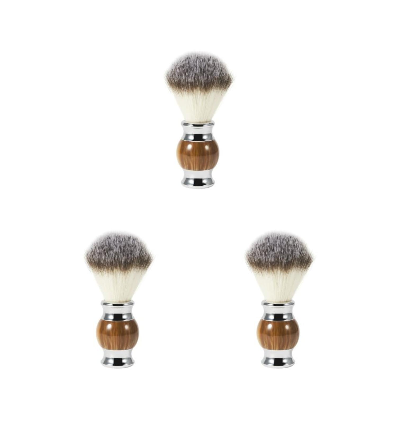 Shaving Brush 3 Pack for Men | Resin Handle Barber Shop Set - Brown - Buy Online on SooperMarket.com