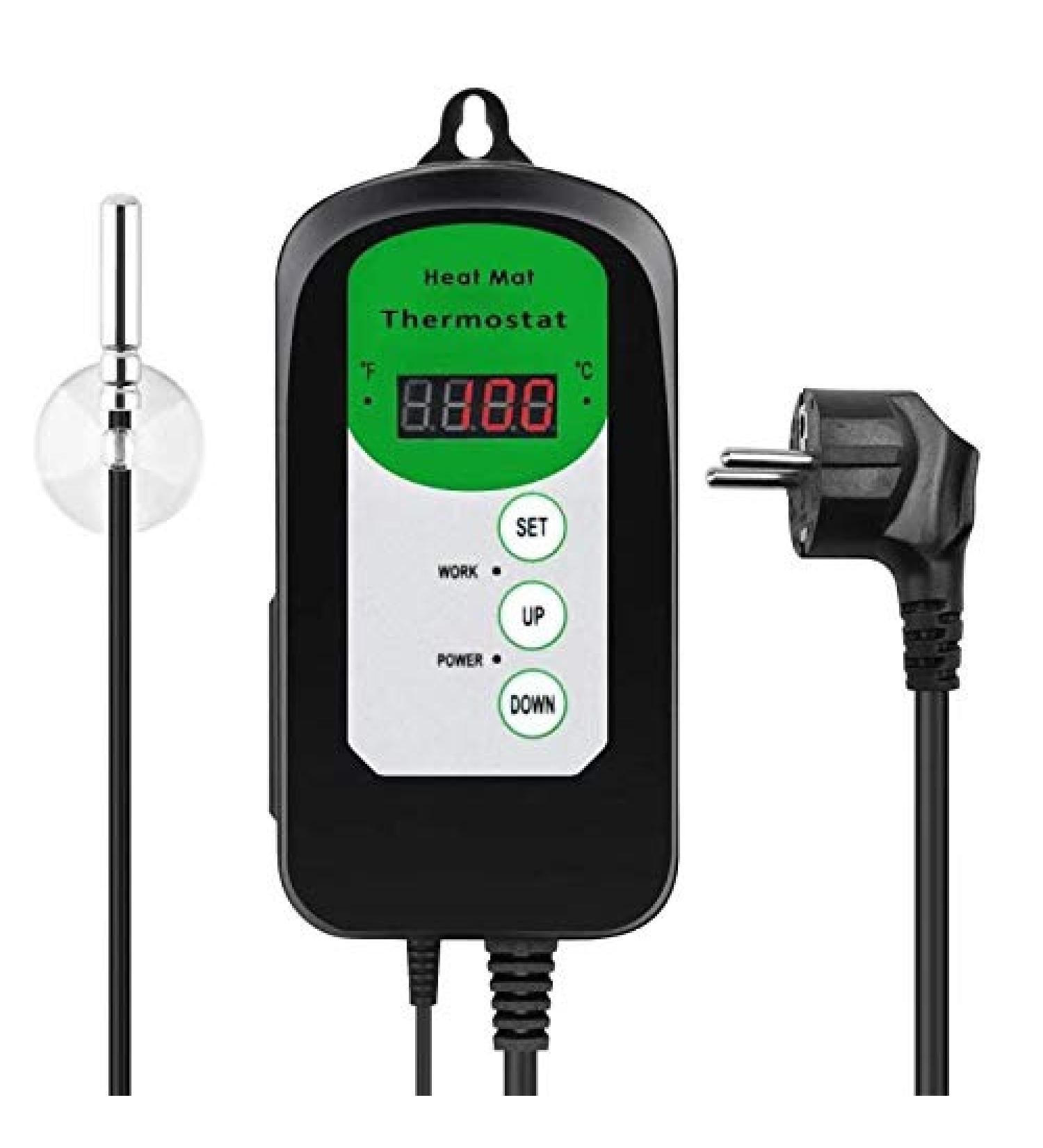 RIOGOO Digital Heat Mat Thermostat Controller - Perfect for Seed Germination Reptiles & Brewing | 68-108 Temperature Control 1 Pack - International Shipping Available - Buy Online on SooperMarket.com
