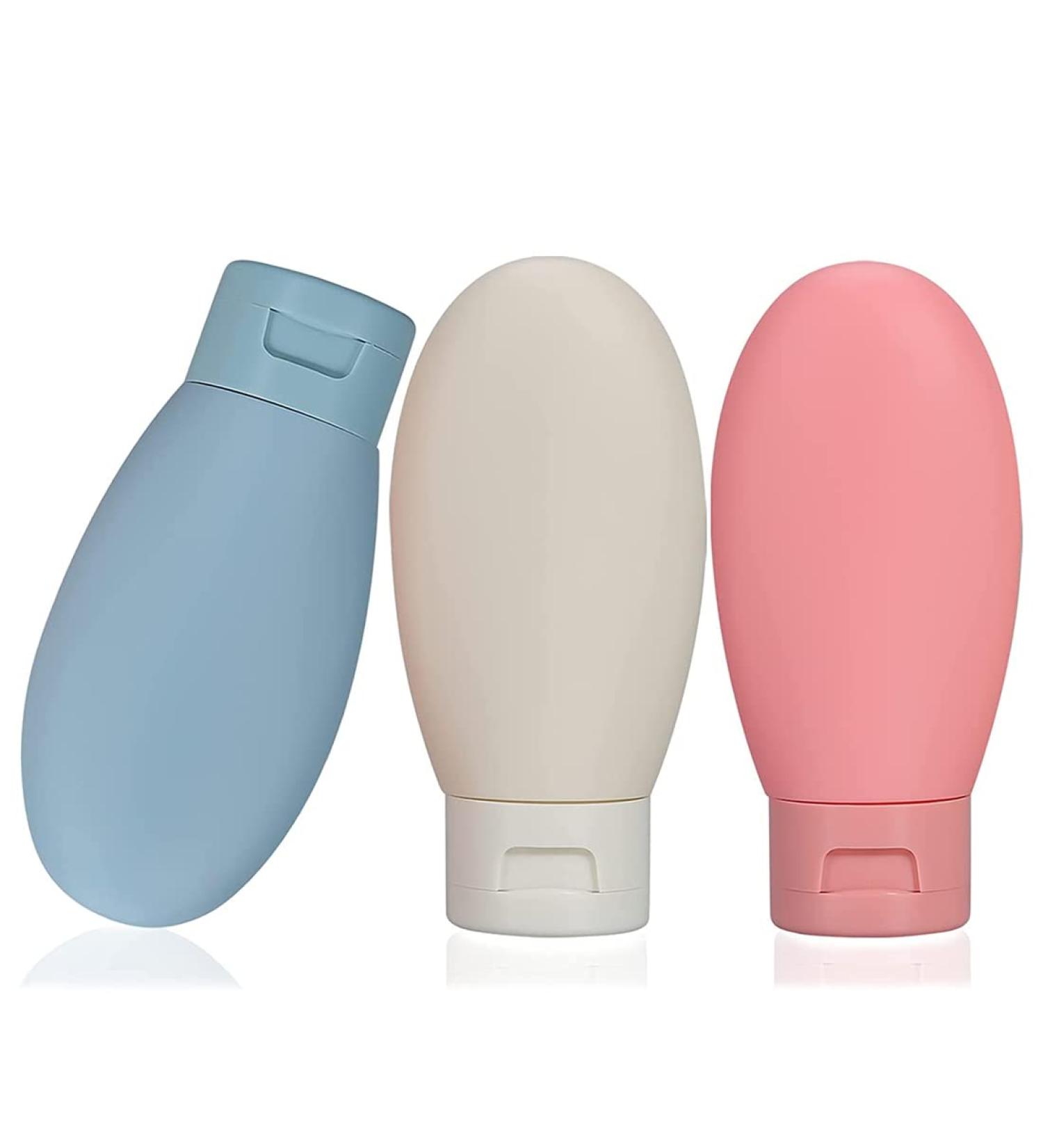 Tomedeks 3-Pack Silicone Travel Bottles 60ml - Refillable & Reusable Shampoo/Conditioner Containers for Travel - Buy Online on SooperMarket.com