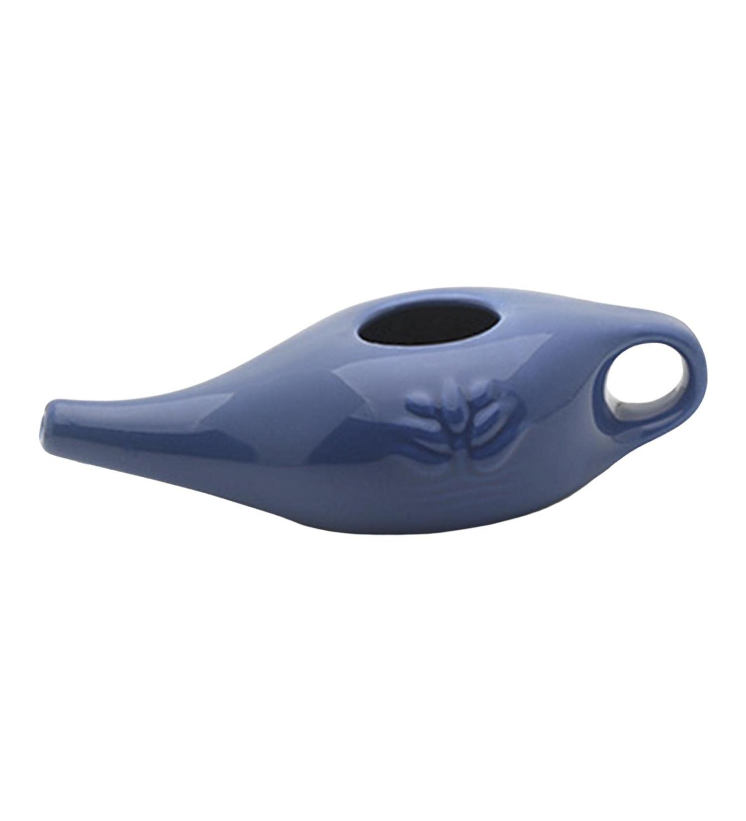 250ml Ceramic Pot Nose Cleaning Pot for Removes Nose Washing Blue 19x9x6cm - Buy Online on SooperMarket.com