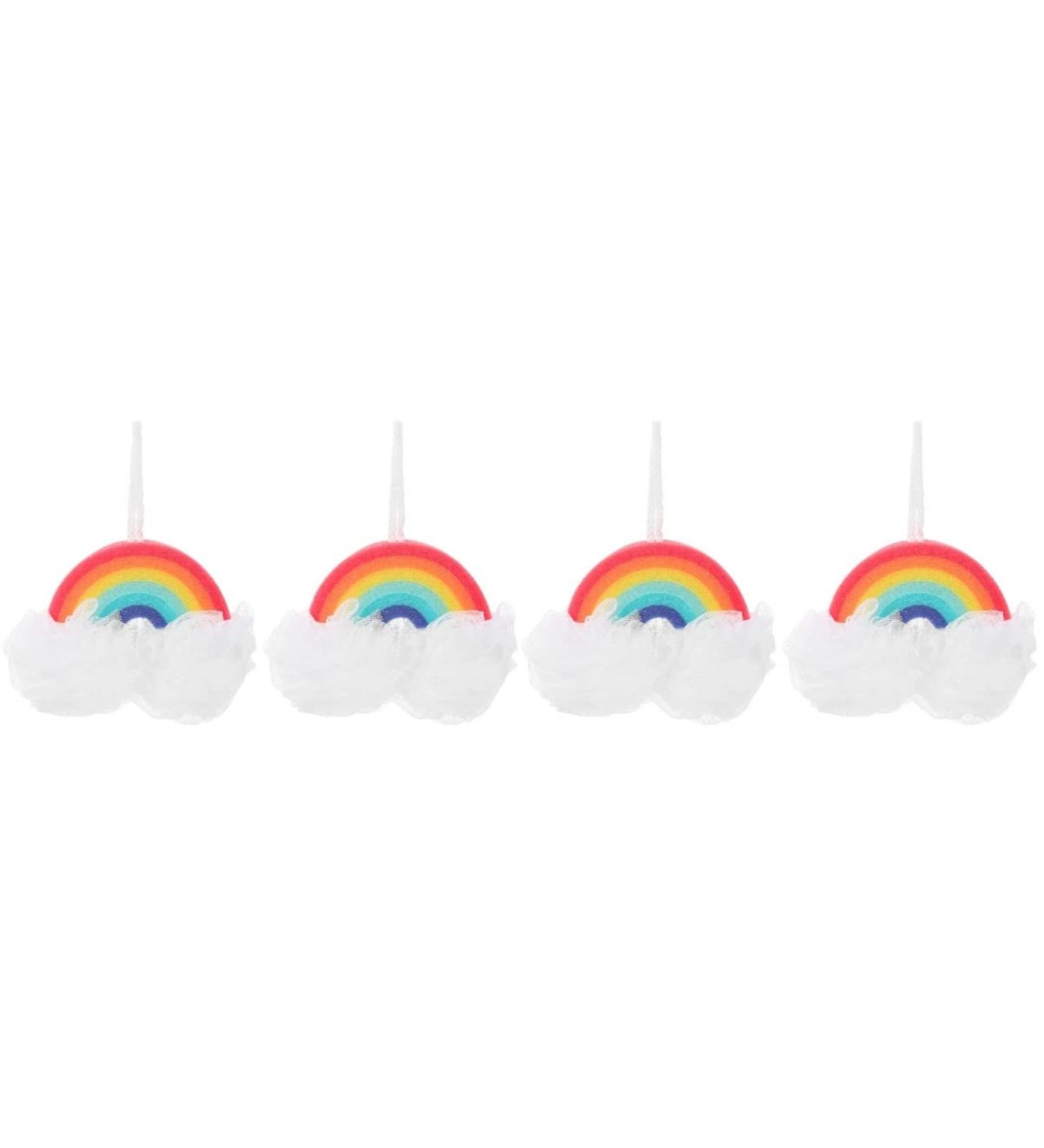 Kisangel Rainbow Bath Balls - 4 Pcs Colorful Bath Sponge & Scrubber - Perfect for Rainbow Parties & Shower Decorations - Buy Online on SooperMarket.com