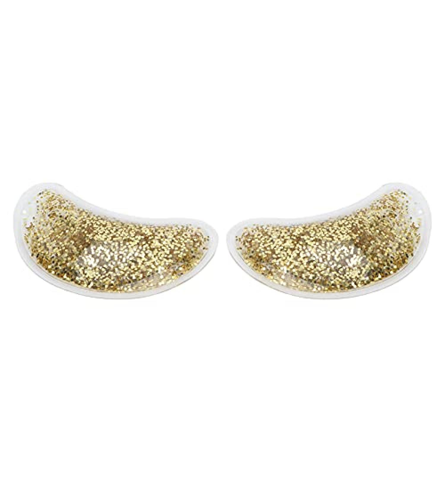 Hot Cold Therapy Eye Gel Bag - Reduce Dark Circles & Swelling | Reusable Cooling Mask | Glitter Golden Design - Buy Online on SooperMarket.com
