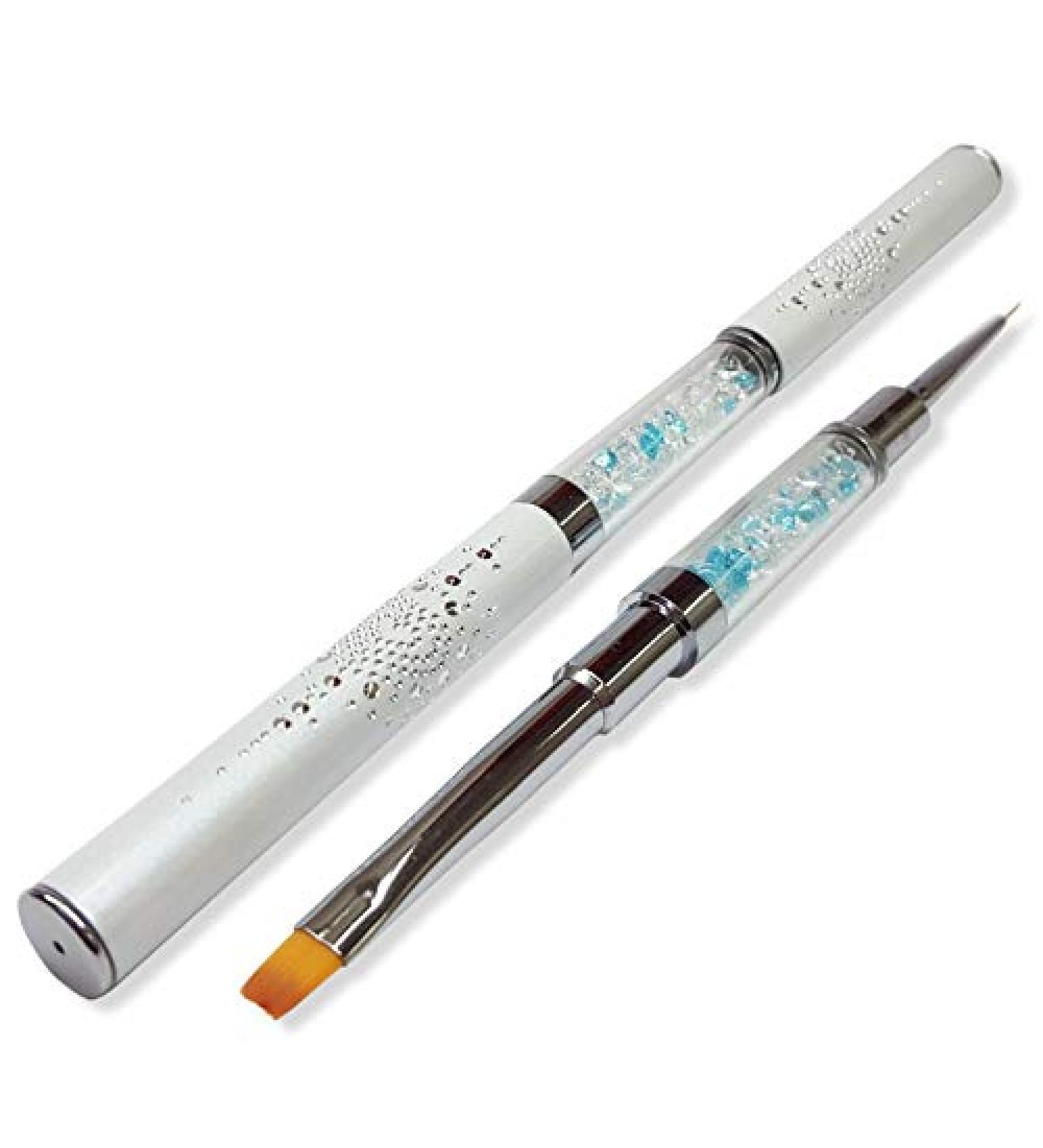 Double Face Brush 2in1 - White Synthetic Gel & Nail Art Brush for Painting & Application - Buy Online on SooperMarket.com