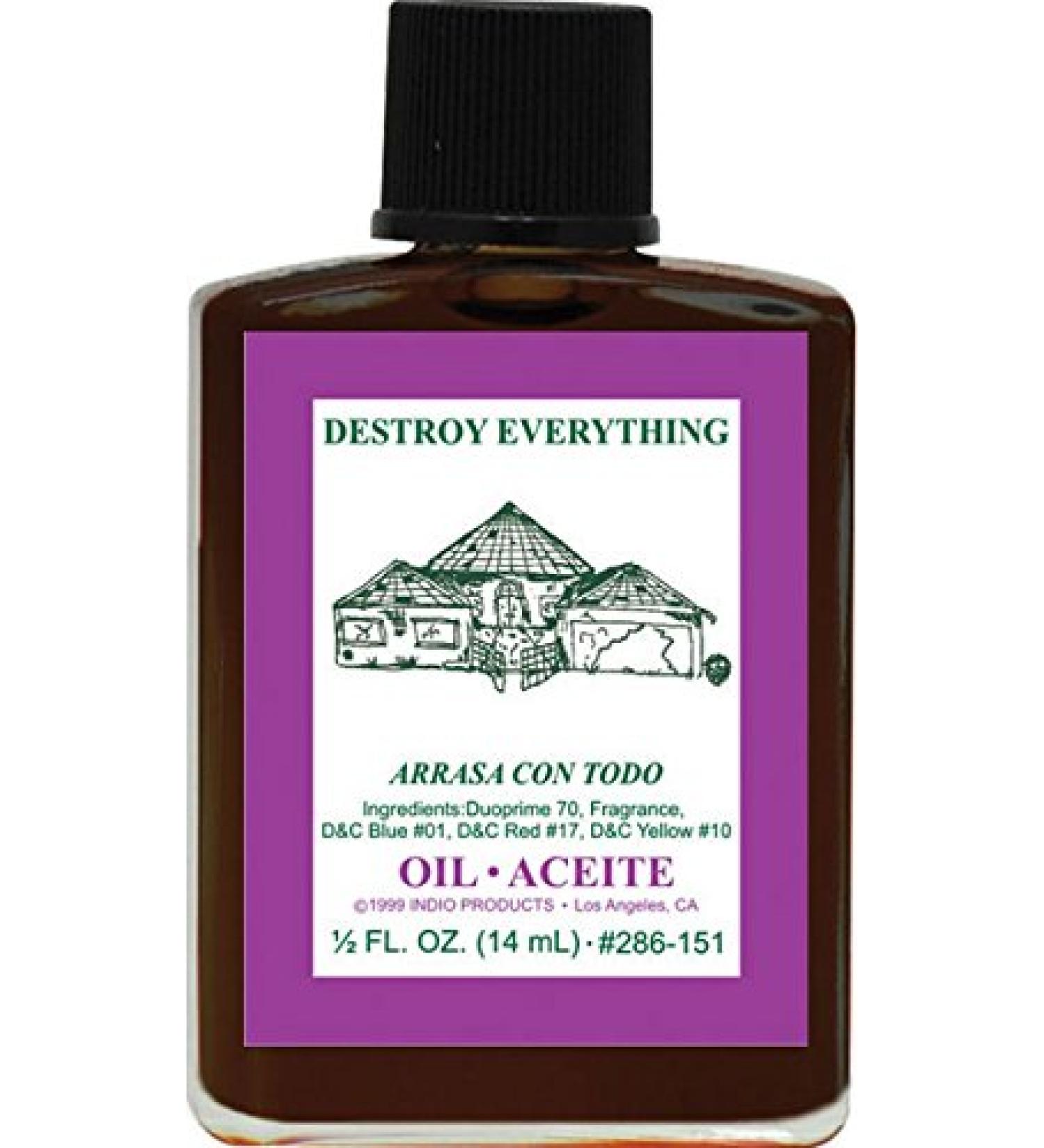 (1Pack) Indio Products Spiritual Anointing Oil- Destroy EVRYTHNG 1/2oz