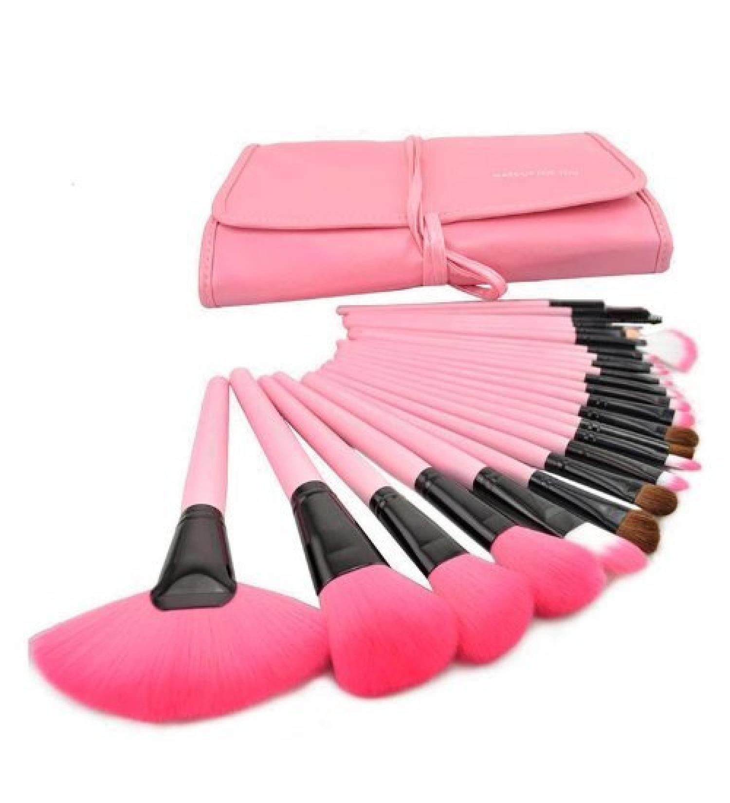 XLKJ 24 Pieces Makeup Brush Set - Premium Cosmetic Brushes with Bag (Pink) | Best International Shipping - Buy Online on SooperMarket.com