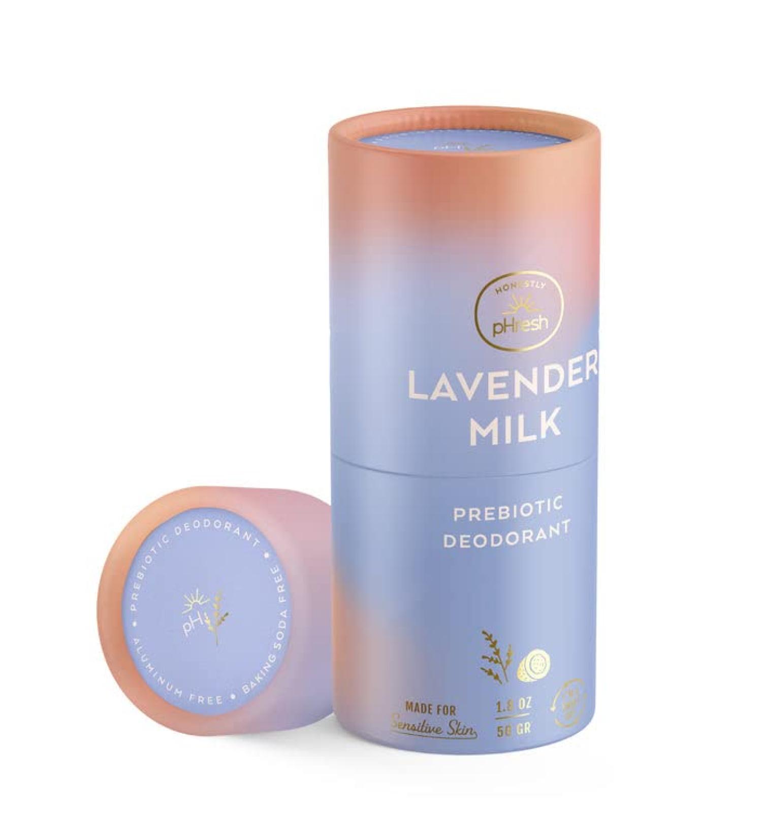 Honestly pHresh Natural Biodegradable Paper Twist Up Prebiotic Deodorant Lavender Milk 1.8 Oz Baking Soda & Aluminum Free Safe for Sensitive Skin 24 Hour Odor Protection
