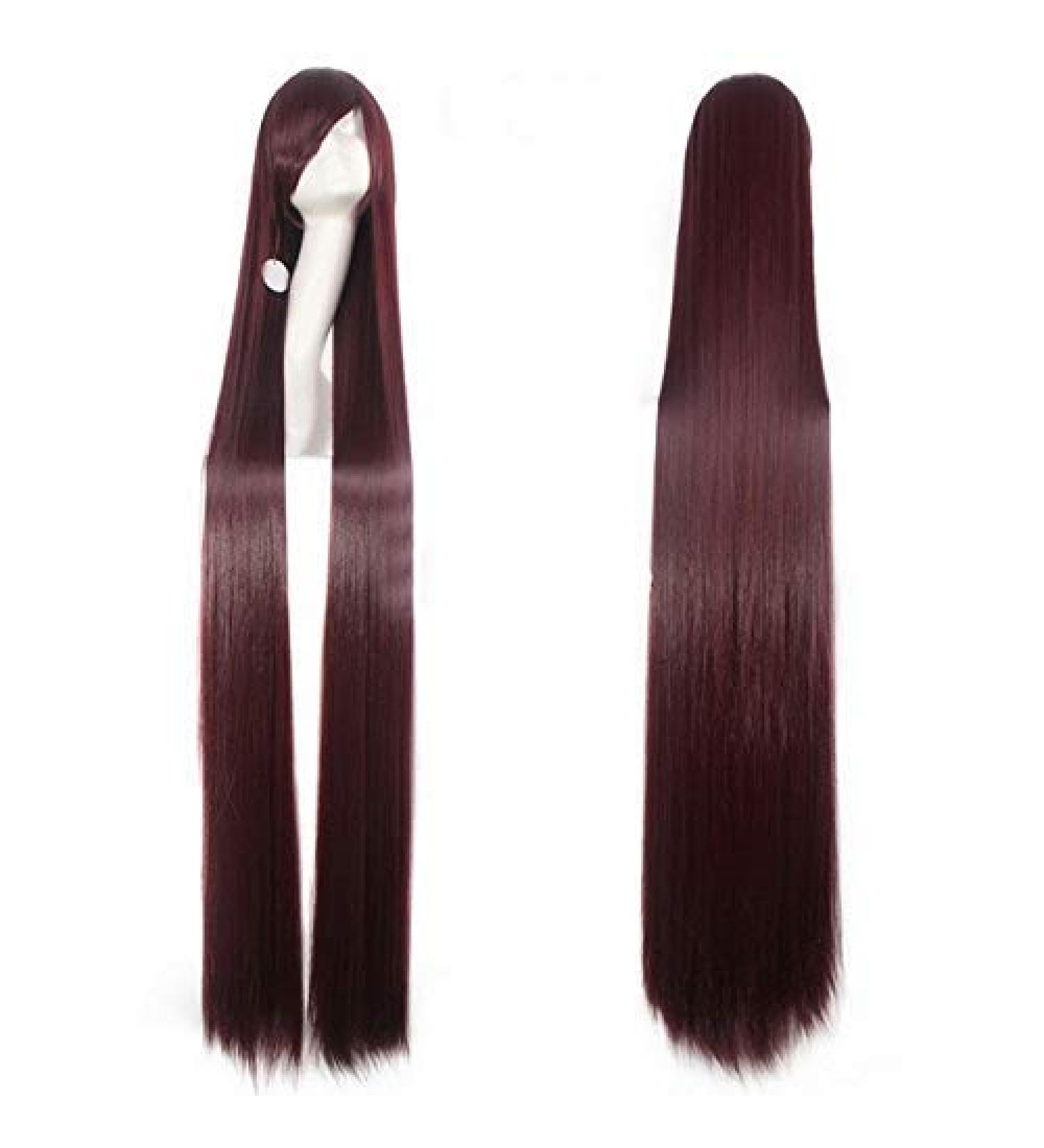 GJBXP 150cm Straight Super Long Anime Cosplay Wig with Bangs Synthetic Hair Black Blue Purple Red Orange White Wigs for Women Rose Net White Picture Color